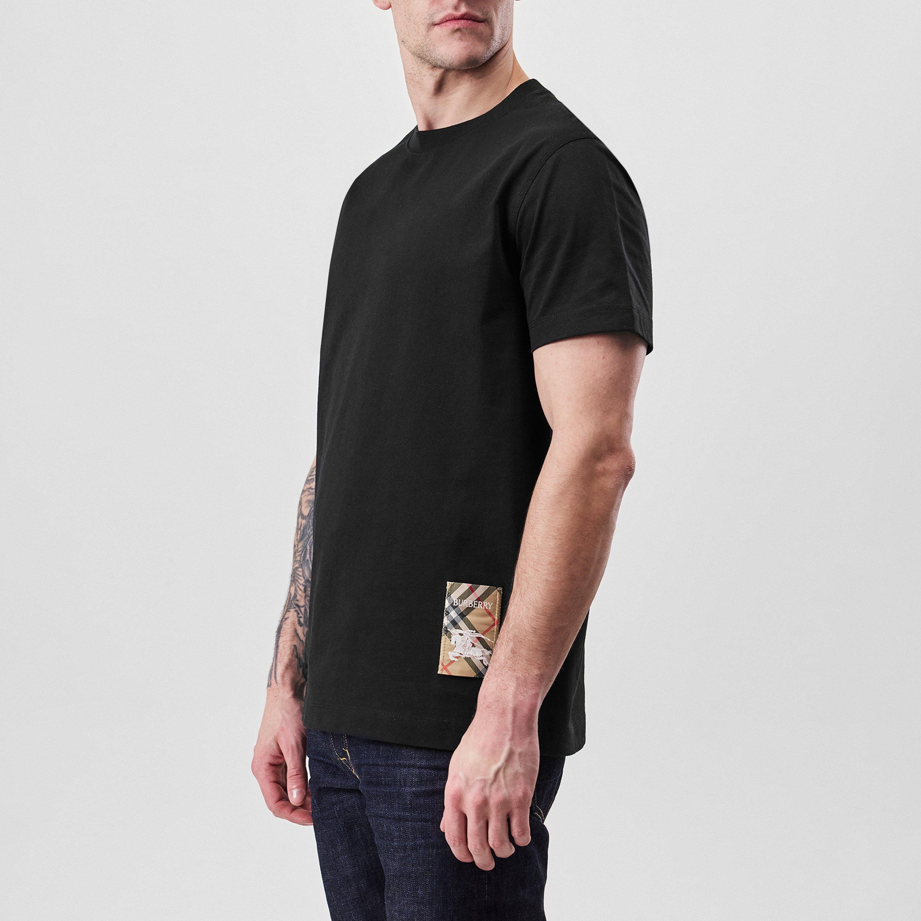 Black - Burberry - Check Tab T-Shirt - 2