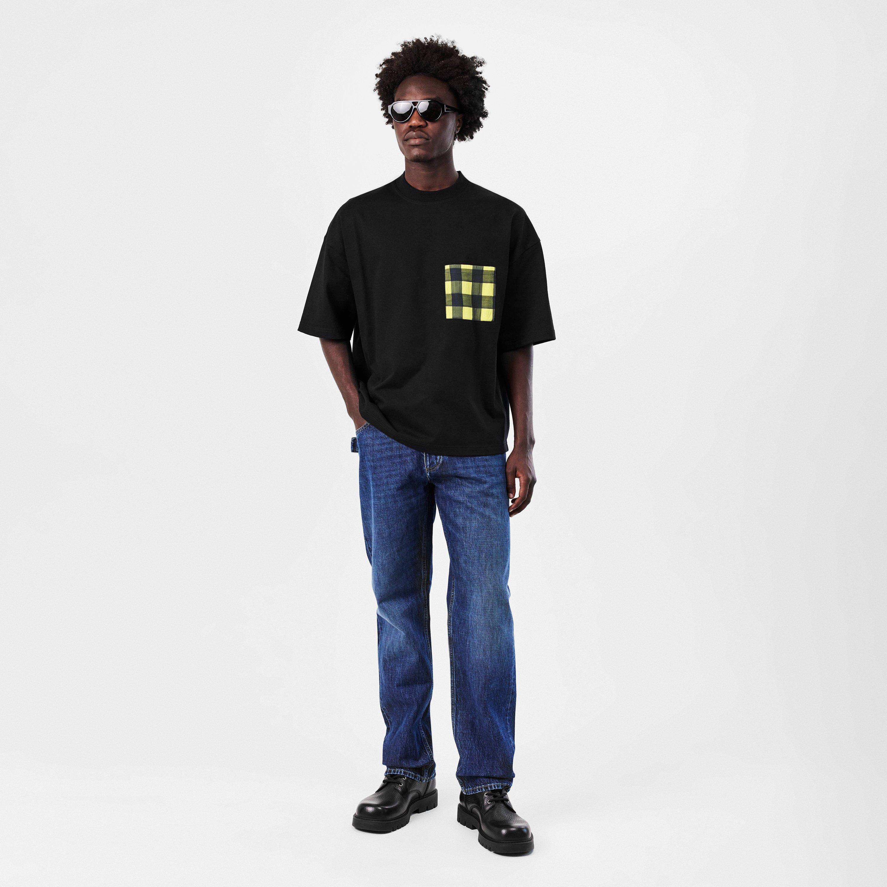 Black - Bottega Veneta - Check Panel T-Shirt - 6