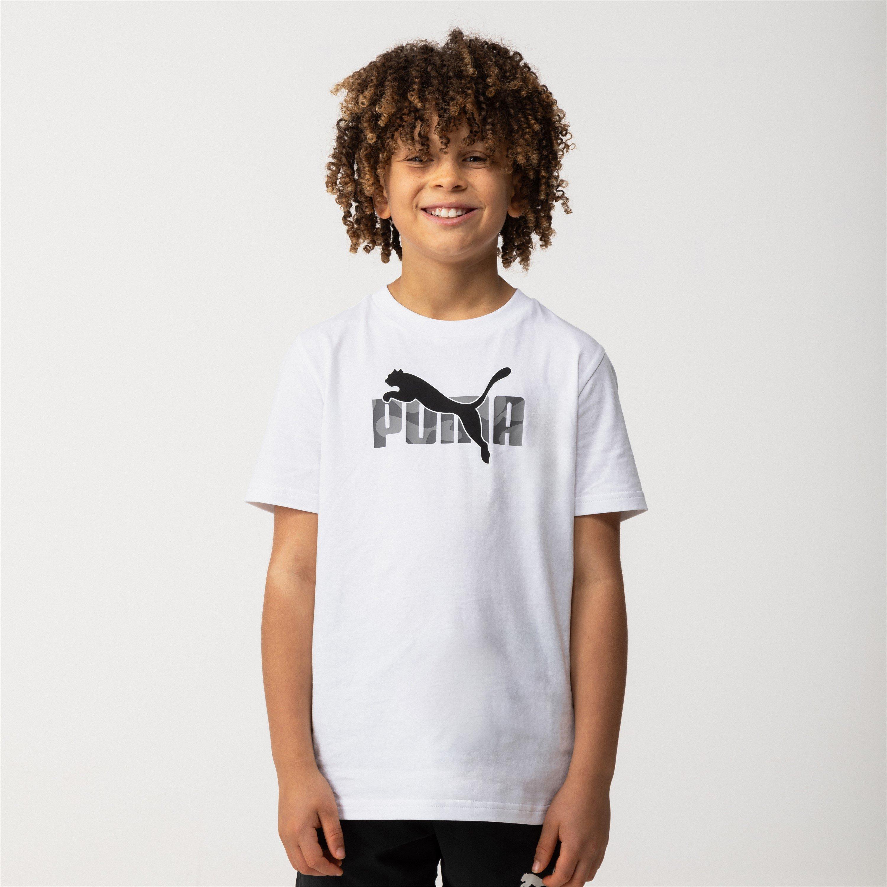 Puma Boys Kids' Essentials Graphic Regular Fit T-Shirt - White No1 - 7-8 (S)