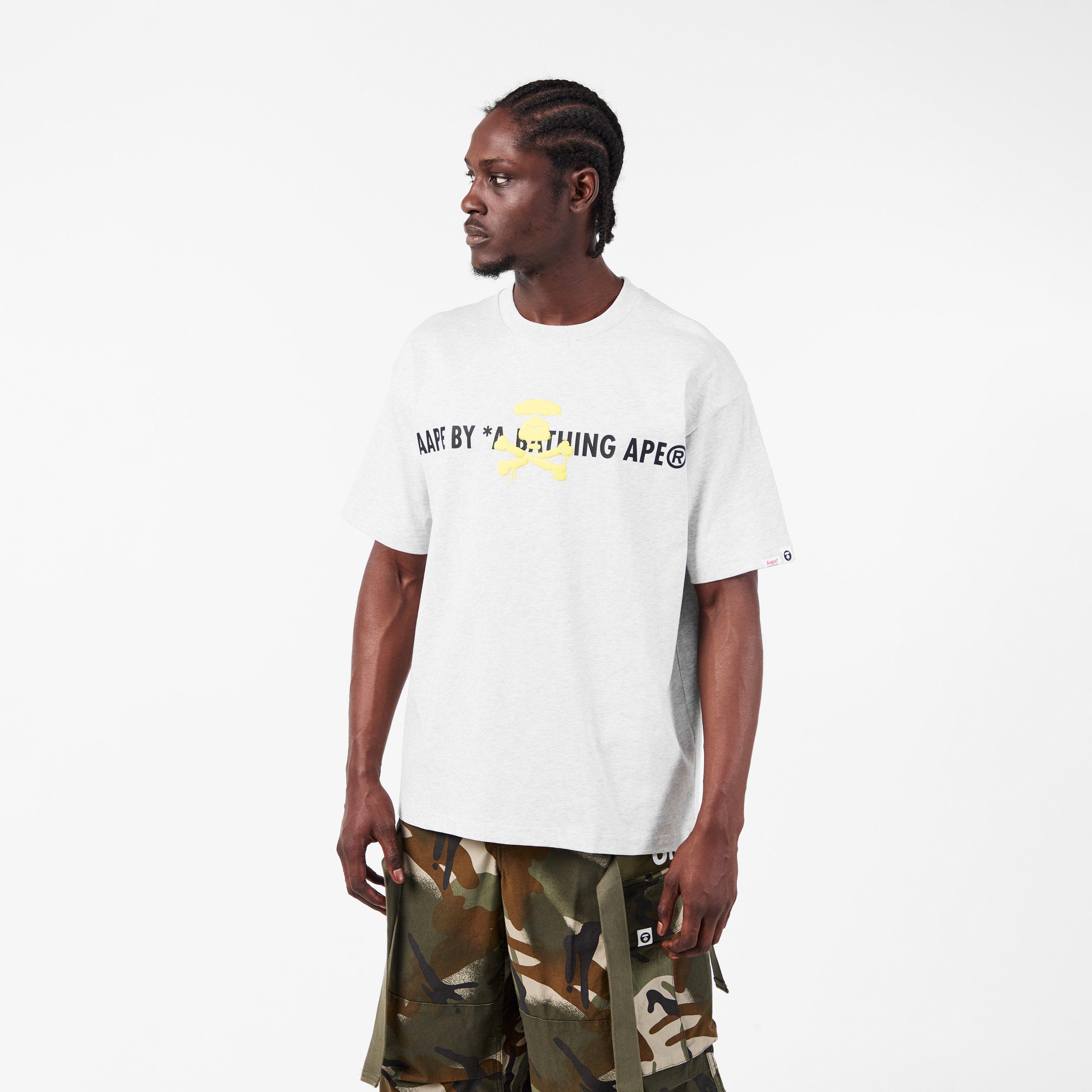 Heather White - AAPE - Men's Neon Puff Oversized T-Shirt - 3
