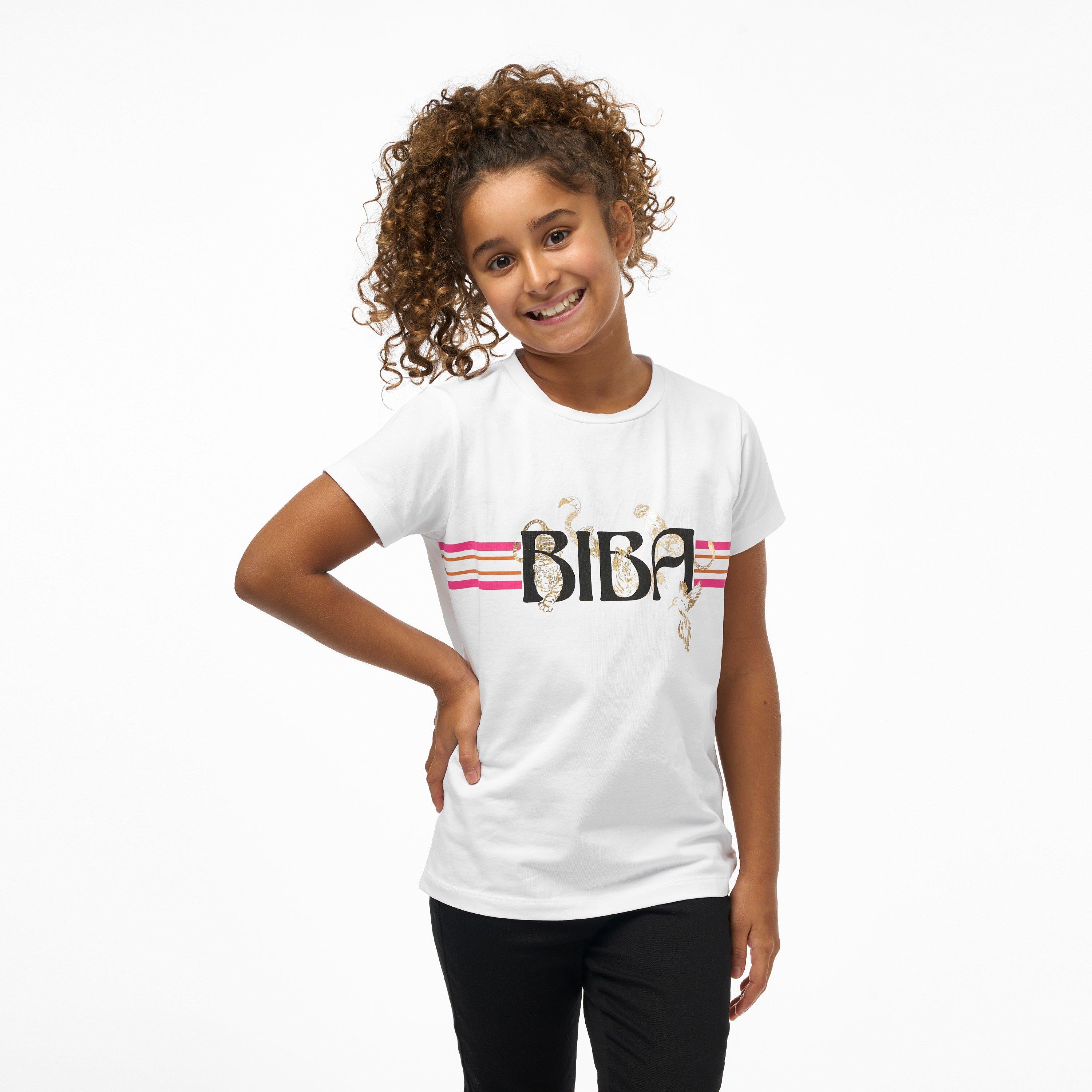Biba Girls Junior Logo T Shirt - Animal Print - Age 7-8