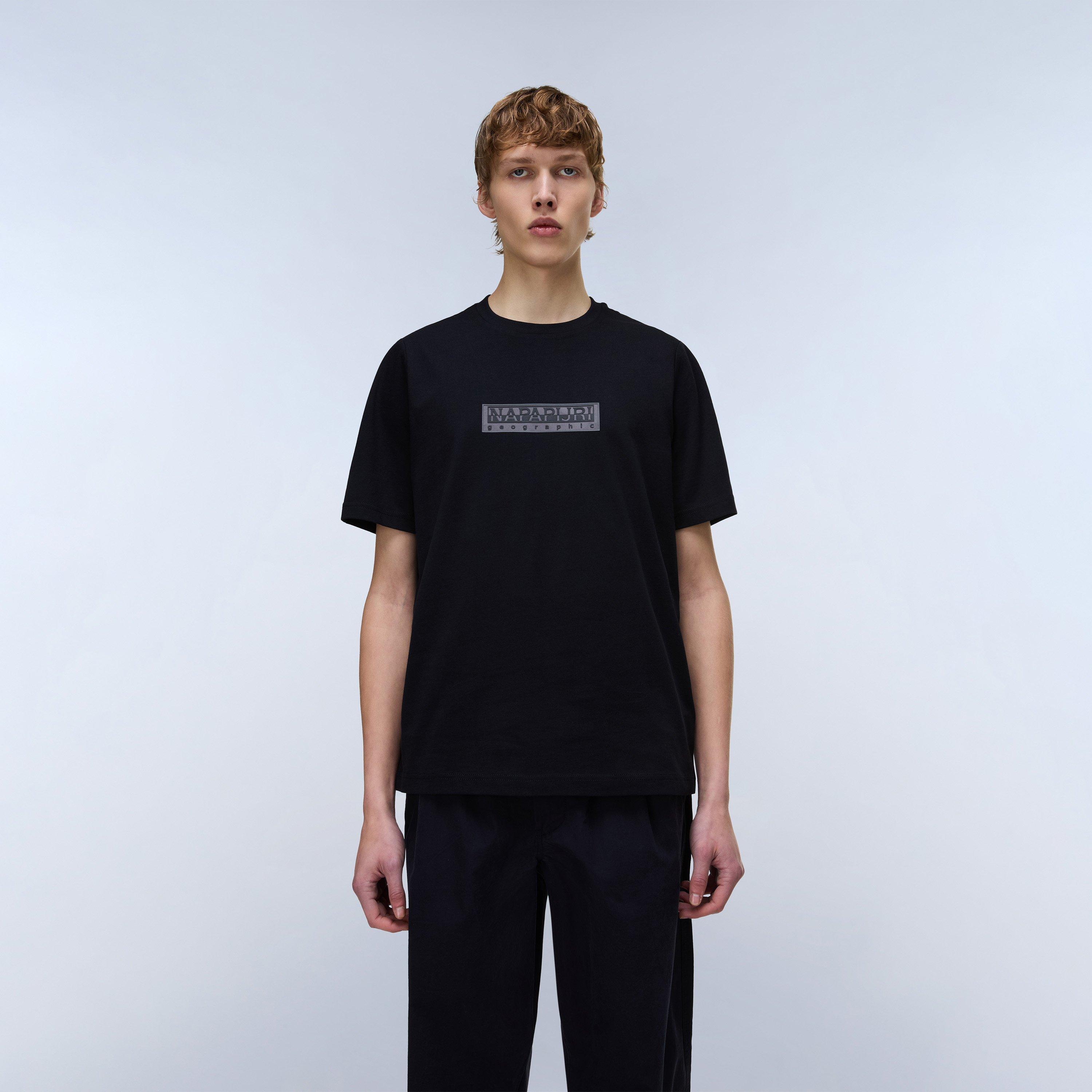 Negro - Napapijri - Nap Box Logo Short Sleeve T-shirt Mens - 3