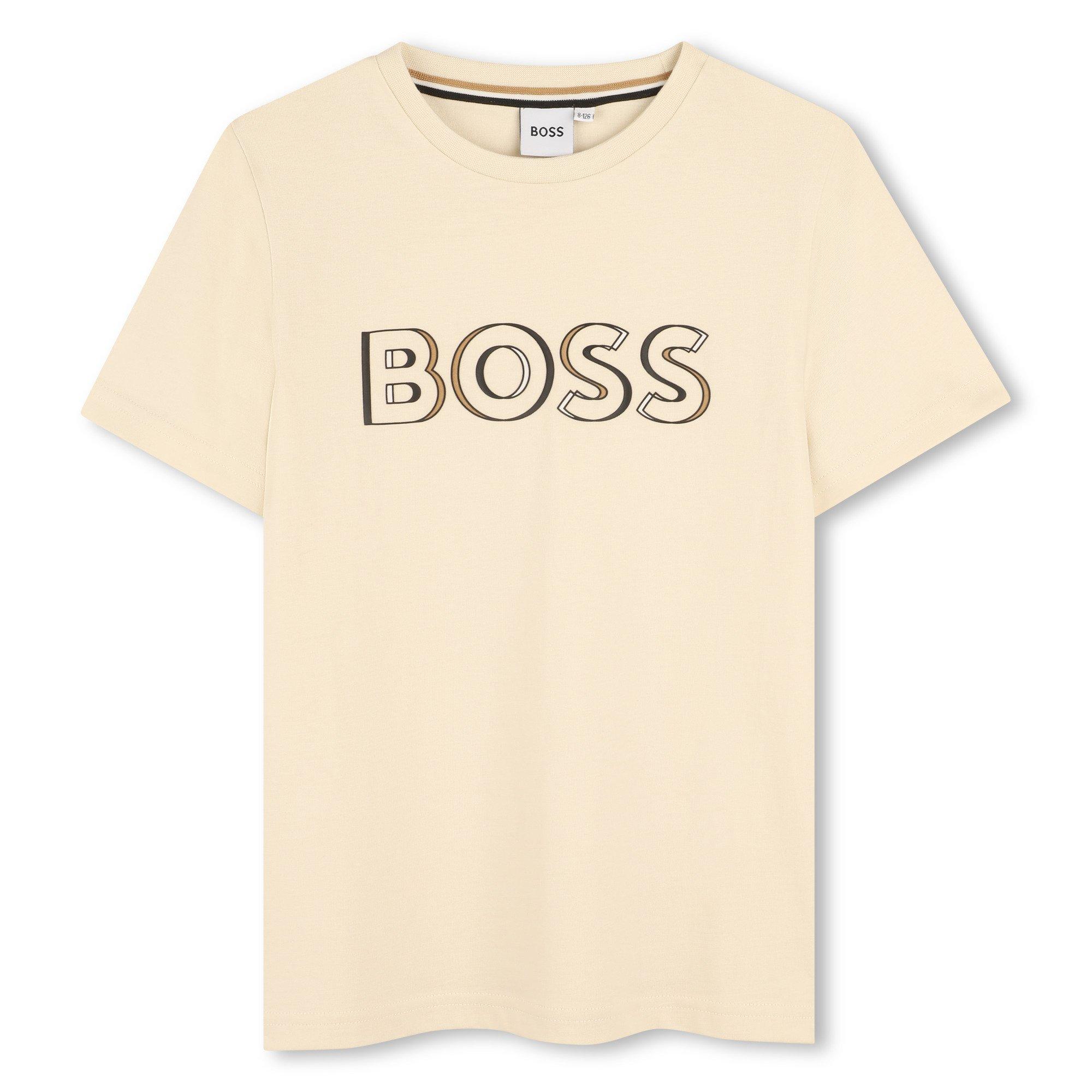 Boss Kids' Bold Logo T-Shirt - Vanille 21C - Size 12 Yrs