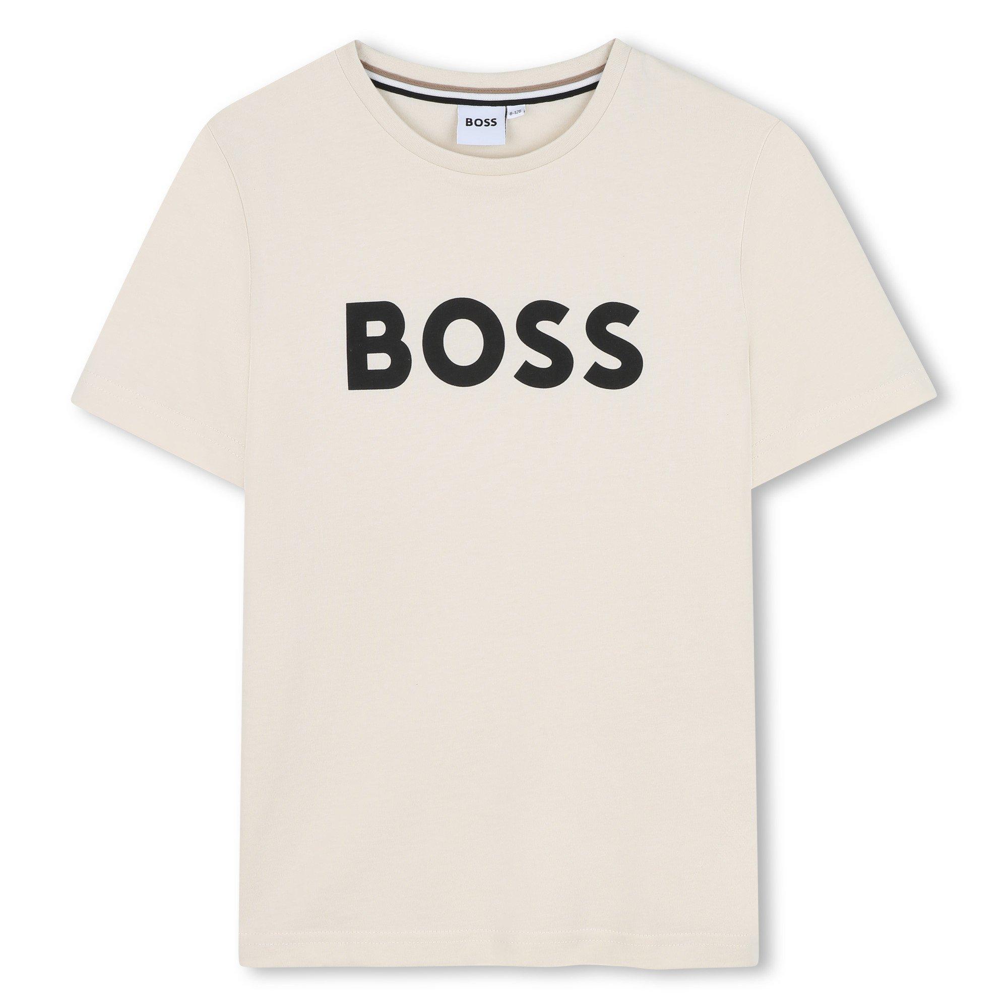 Boss Boys Kids' Logo T-Shirt - Vanille 21C - 8 Yrs