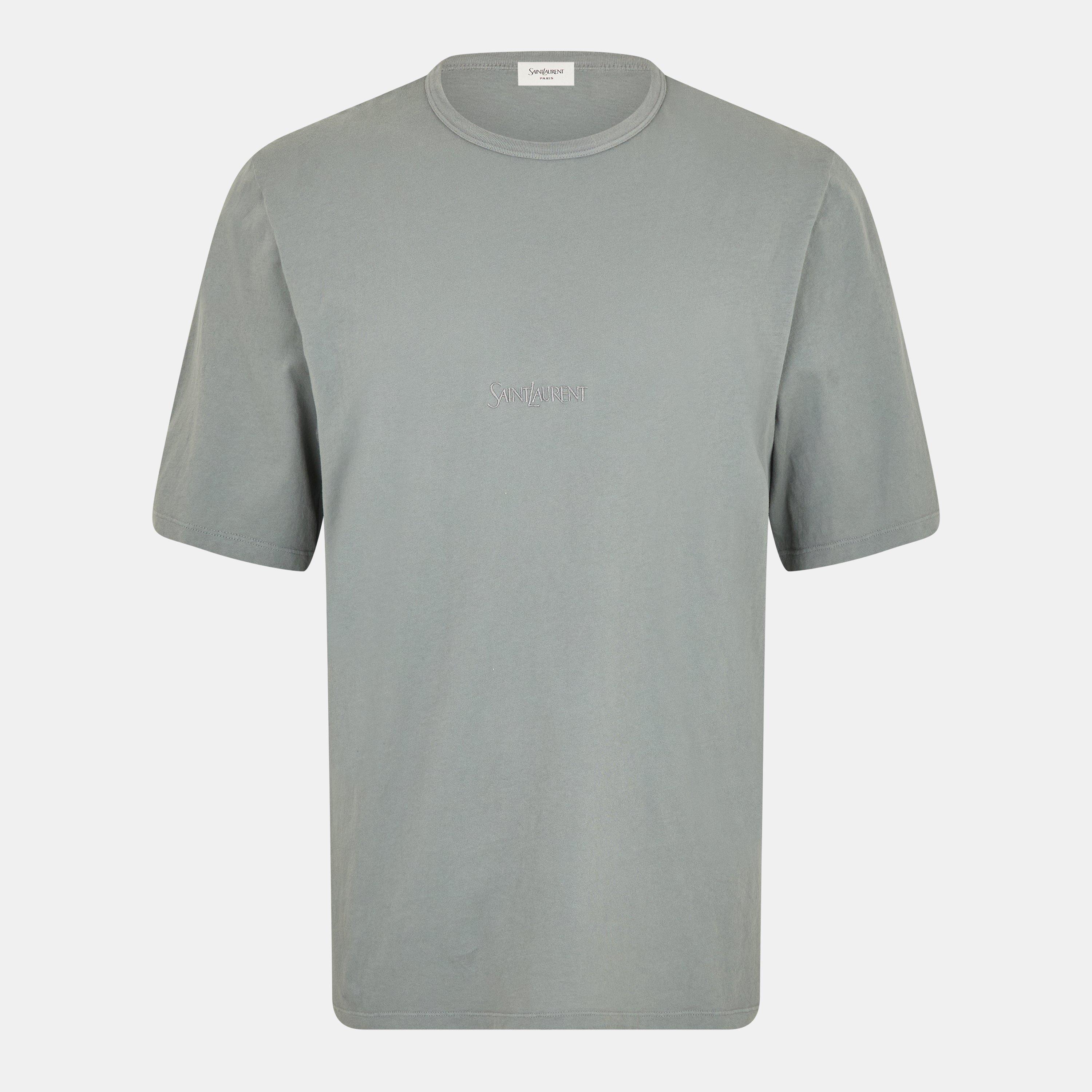 Grey - Saint Laurent - Logo T-Shirt - 1
