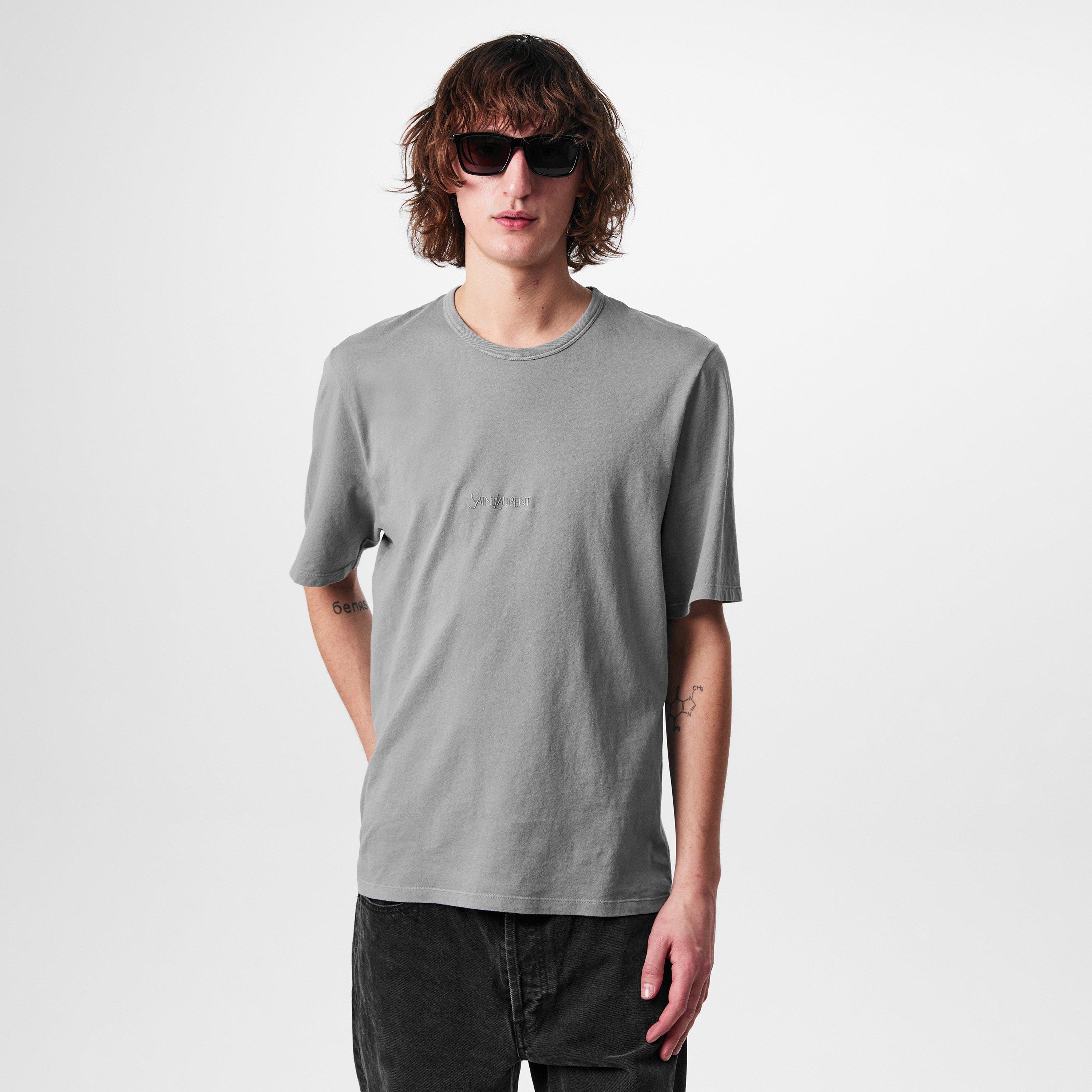 Grey - Saint Laurent - Logo T-Shirt - 3