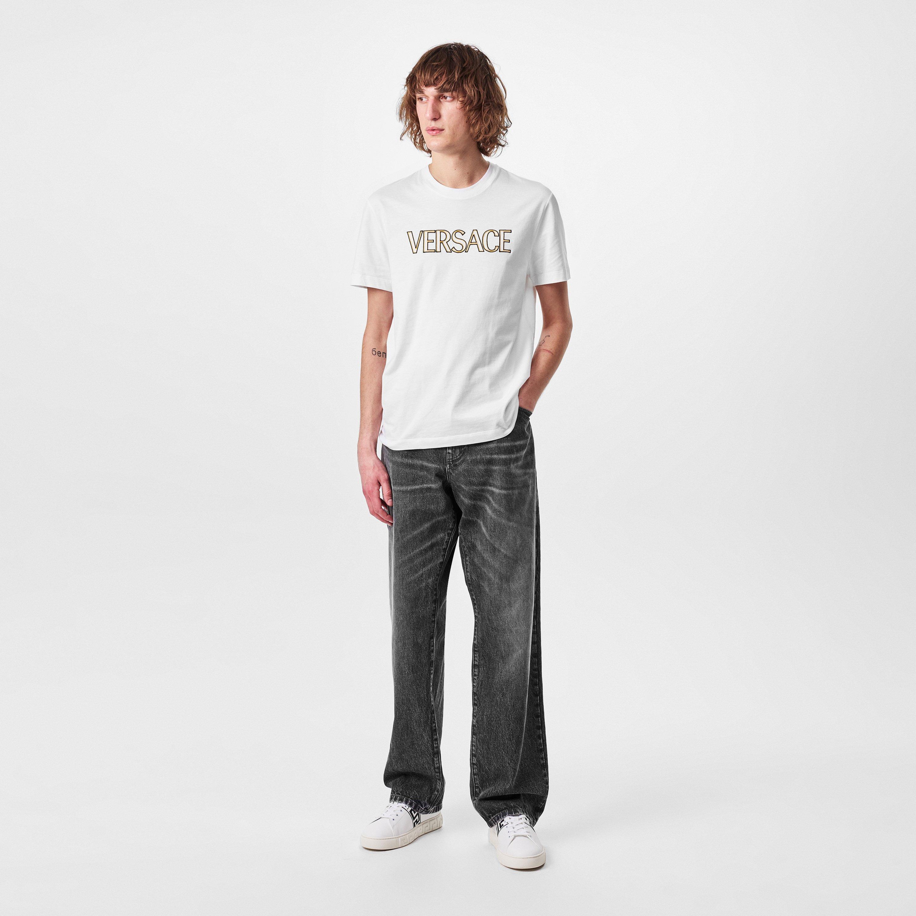 White - Black - Versace - Logo Versace T-Shirt - 6