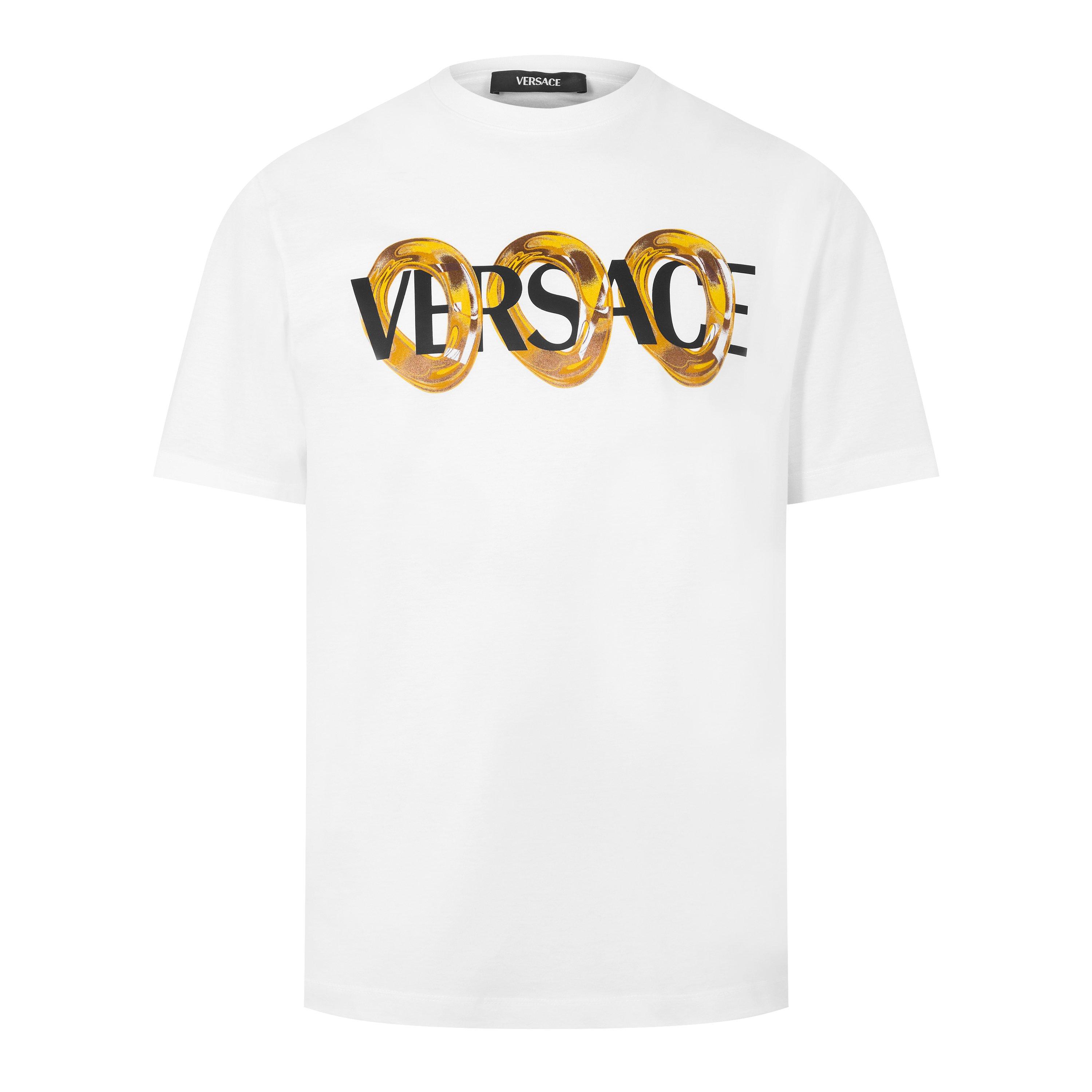 White - Versace - Ring Graphic T-Shirt - 7