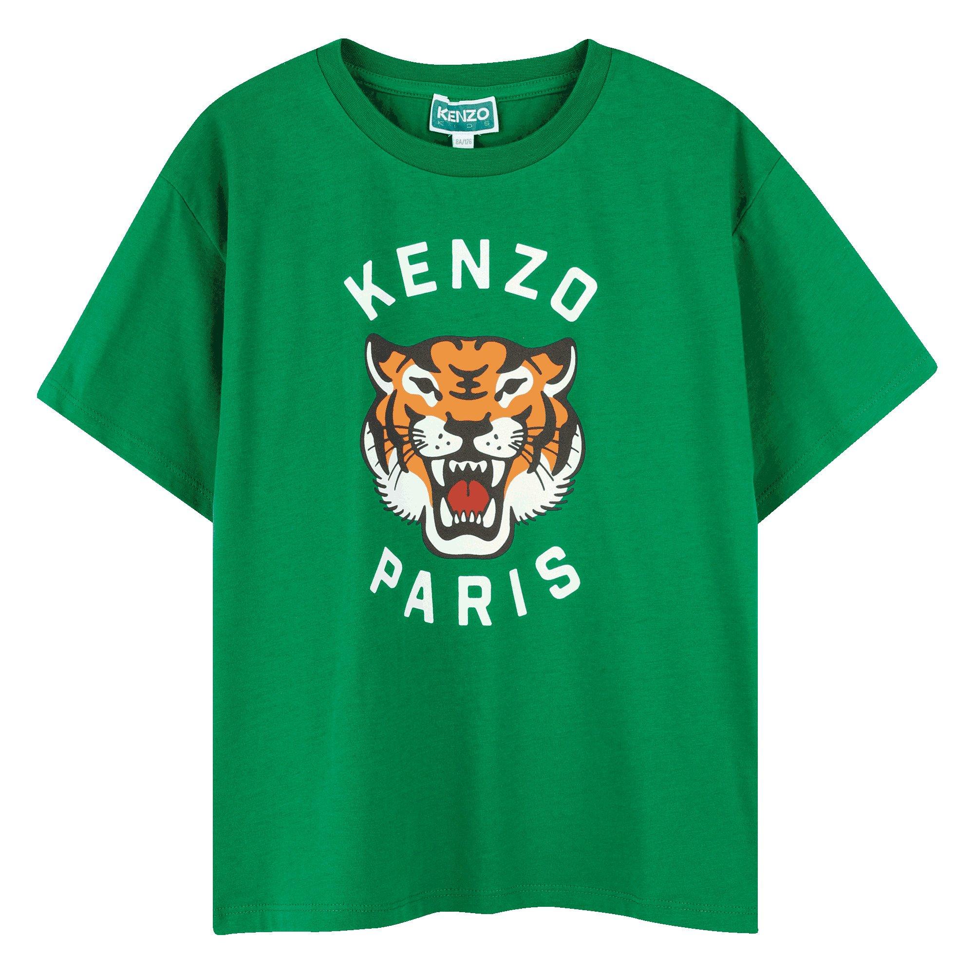 Kenzo  Green 674 Tiger T-Shirt Juniors - 14Y