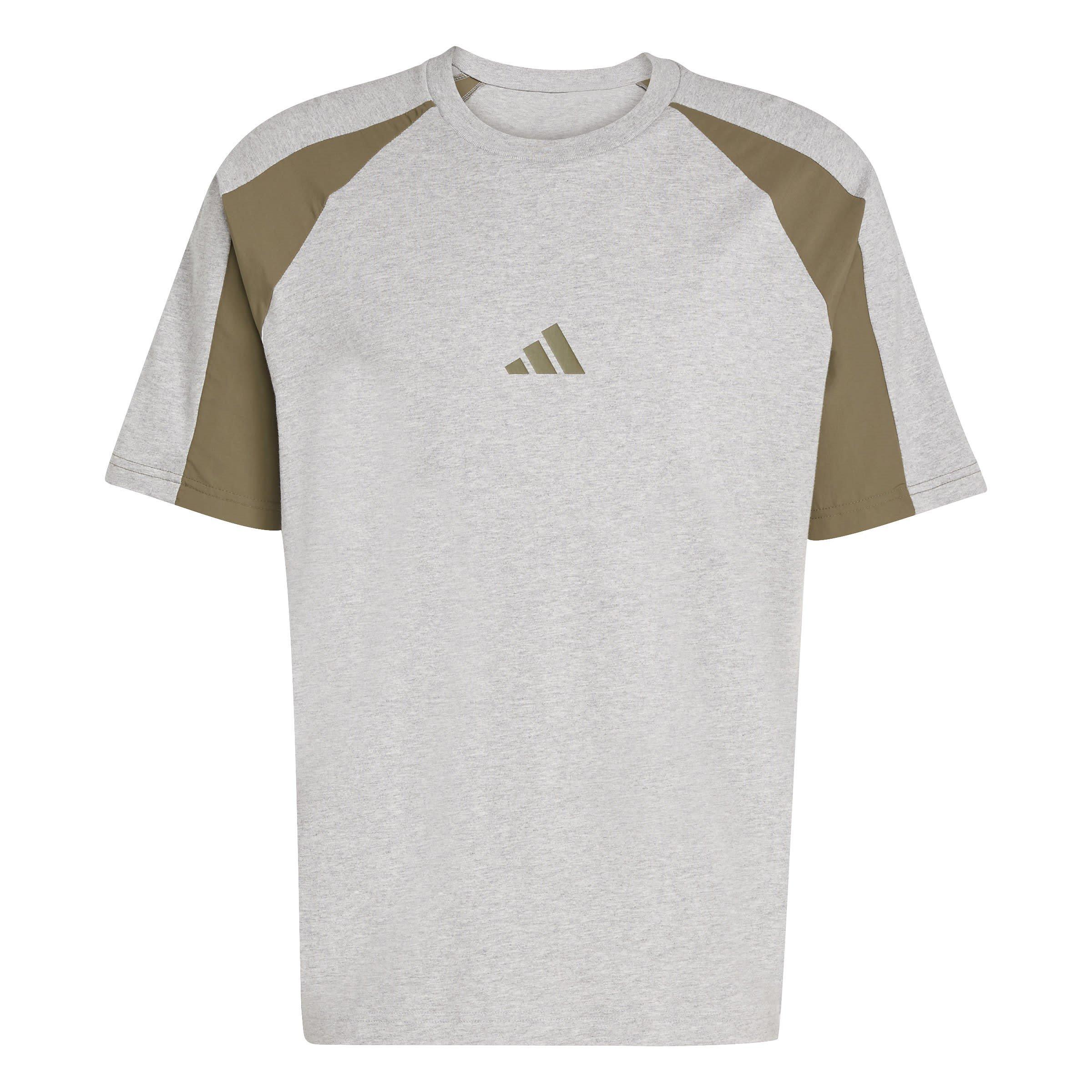 Adidas Men's Seasonal Essentials Colorblock T-Shirt - Grey Heather - S