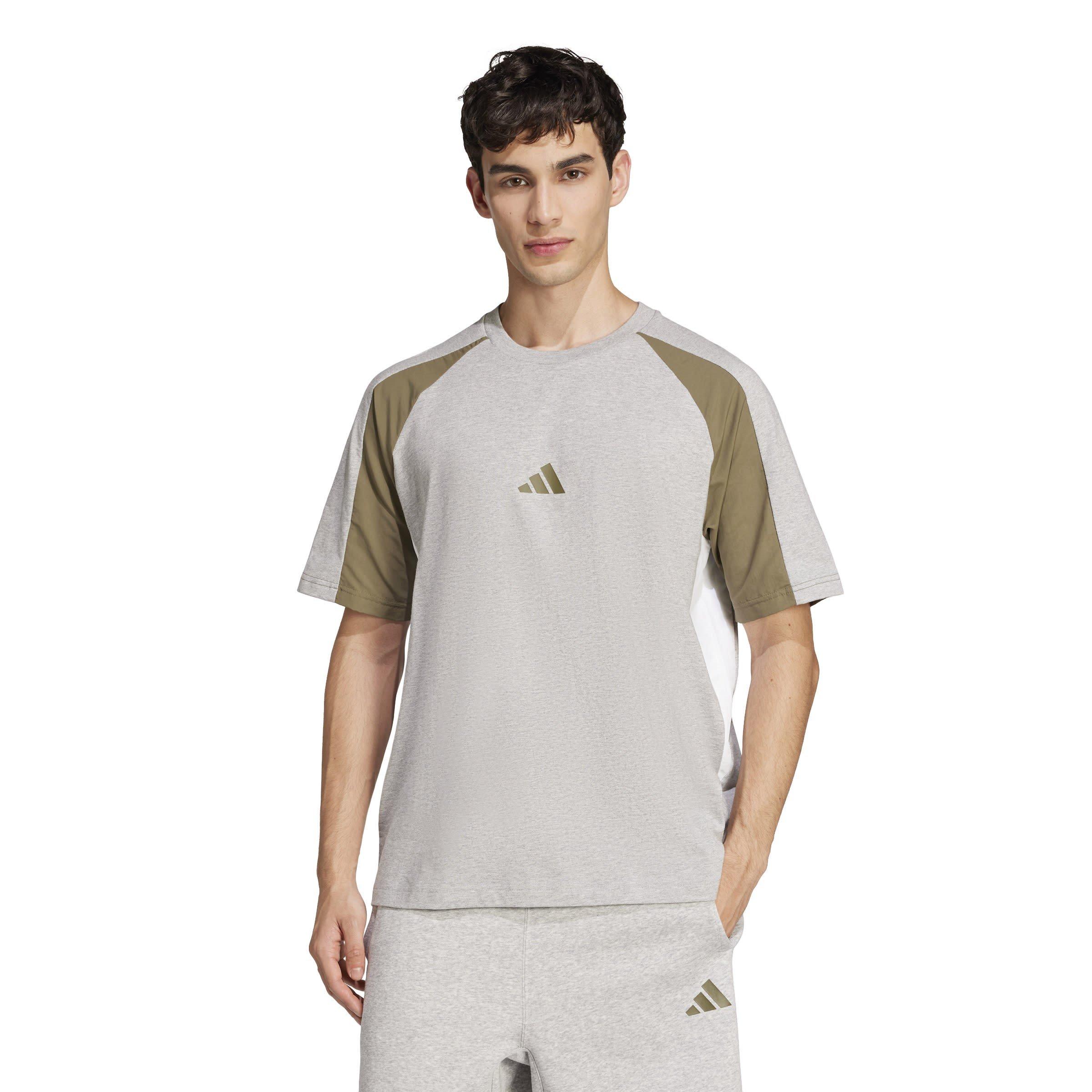 Grey Heather - adidas - Seasonal Essentials Colorblock T-Shirt Mens - 2