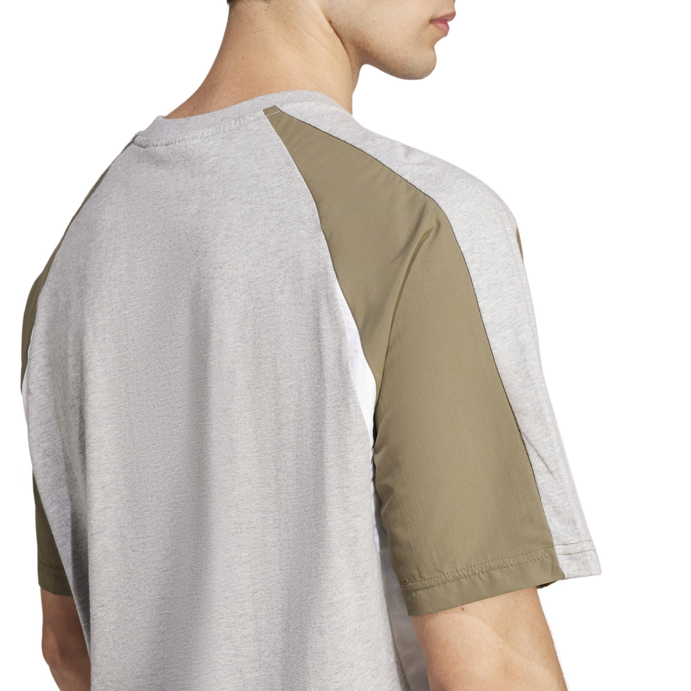 Grey Heather - adidas - Seasonal Essentials Colorblock T-Shirt Mens - 5