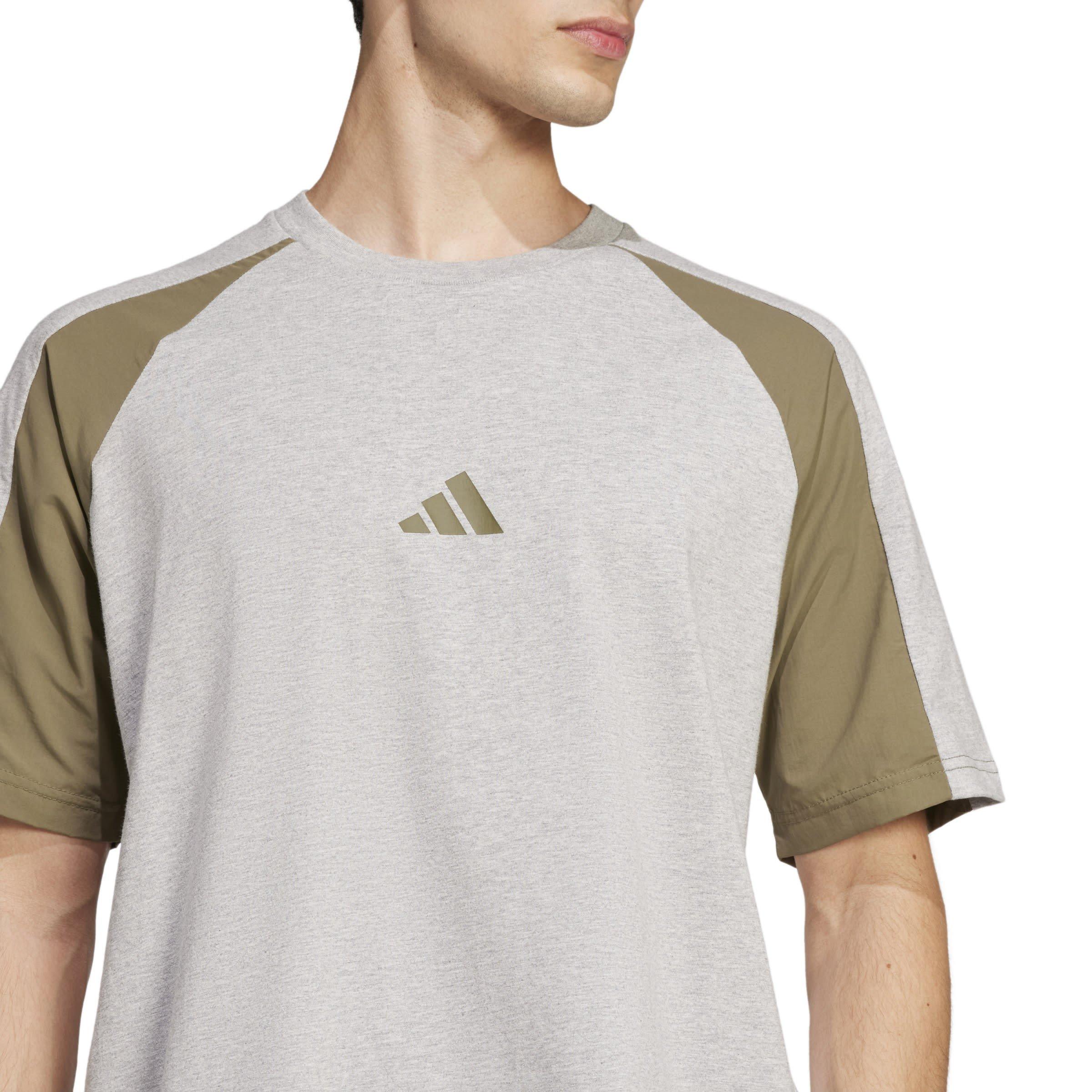 Grey Heather - adidas - Seasonal Essentials Colorblock T-Shirt Mens - 6