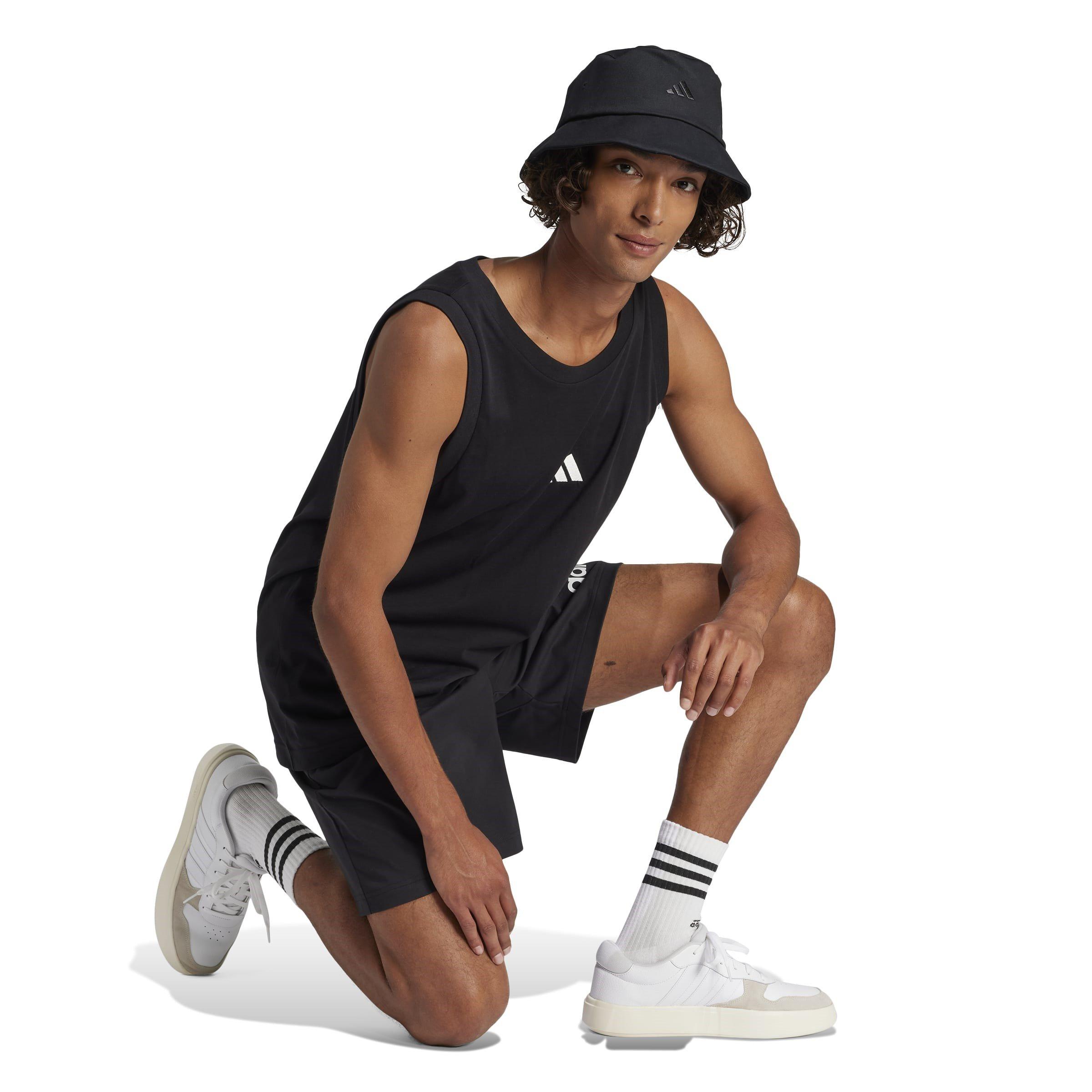Black/White - adidas - Essentials Small Logo Tank Top Mens - 4