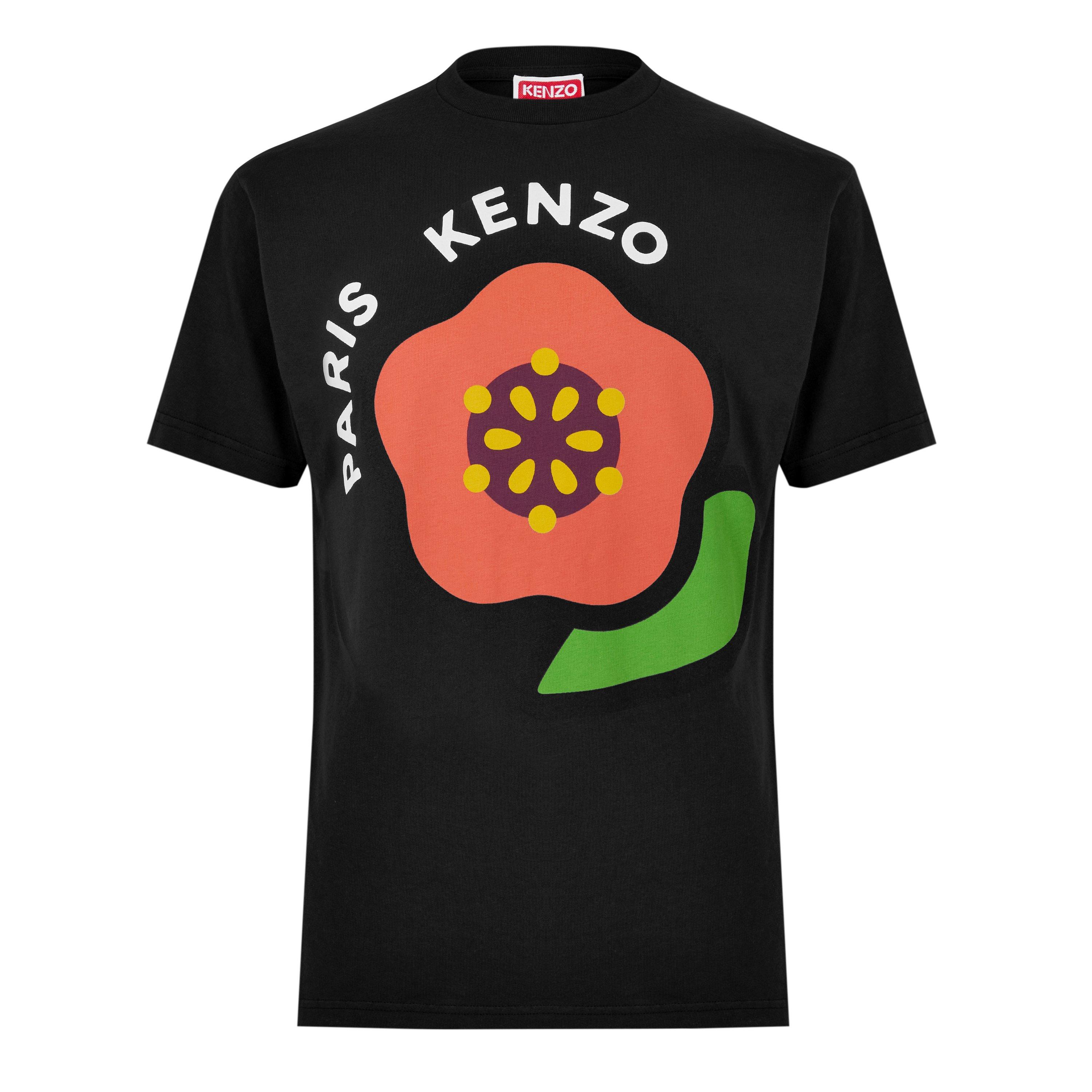 Black - Kenzo - Men's Flower Regular Fit T-Shirt - 5