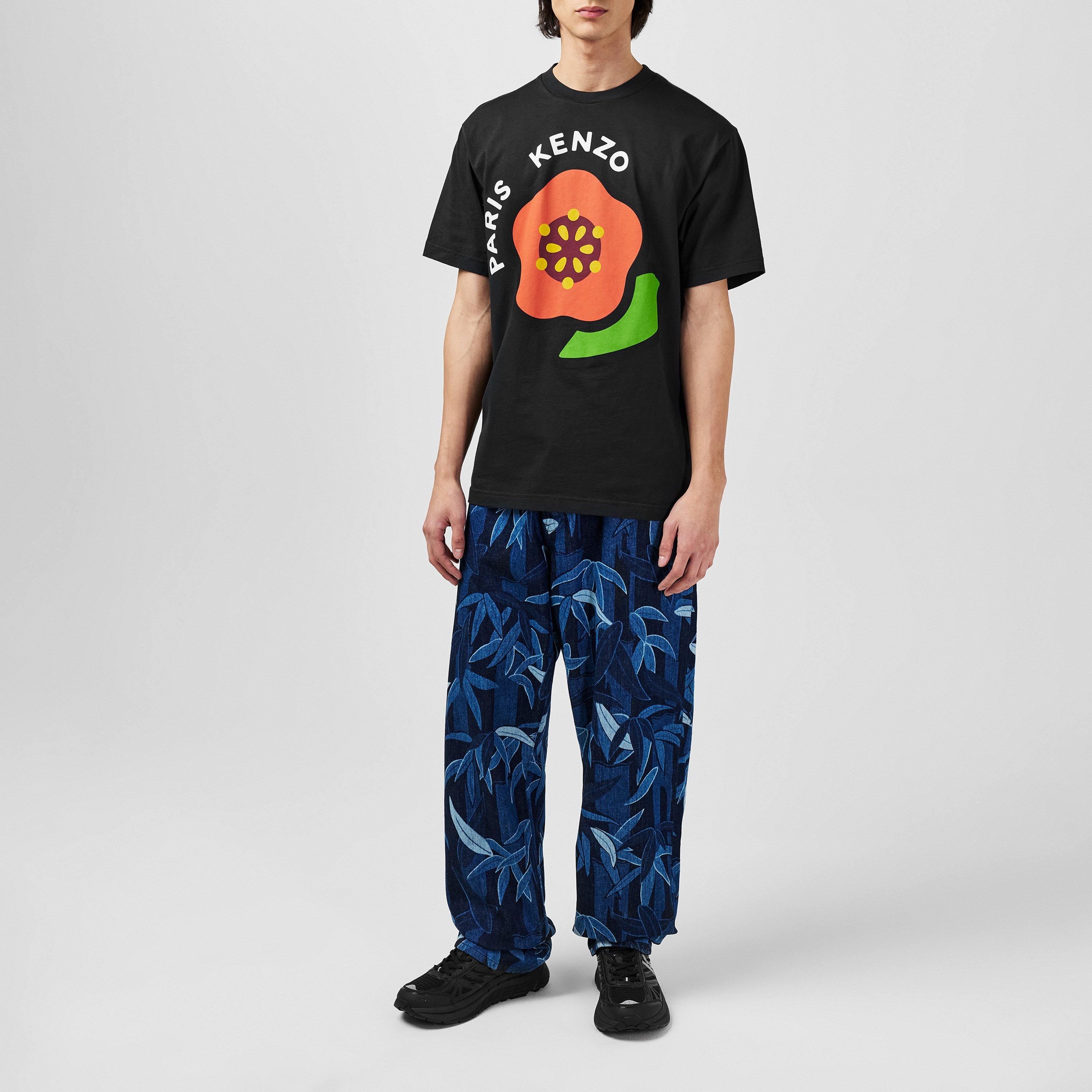 Black - Kenzo - Men's Flower Regular Fit T-Shirt - 4