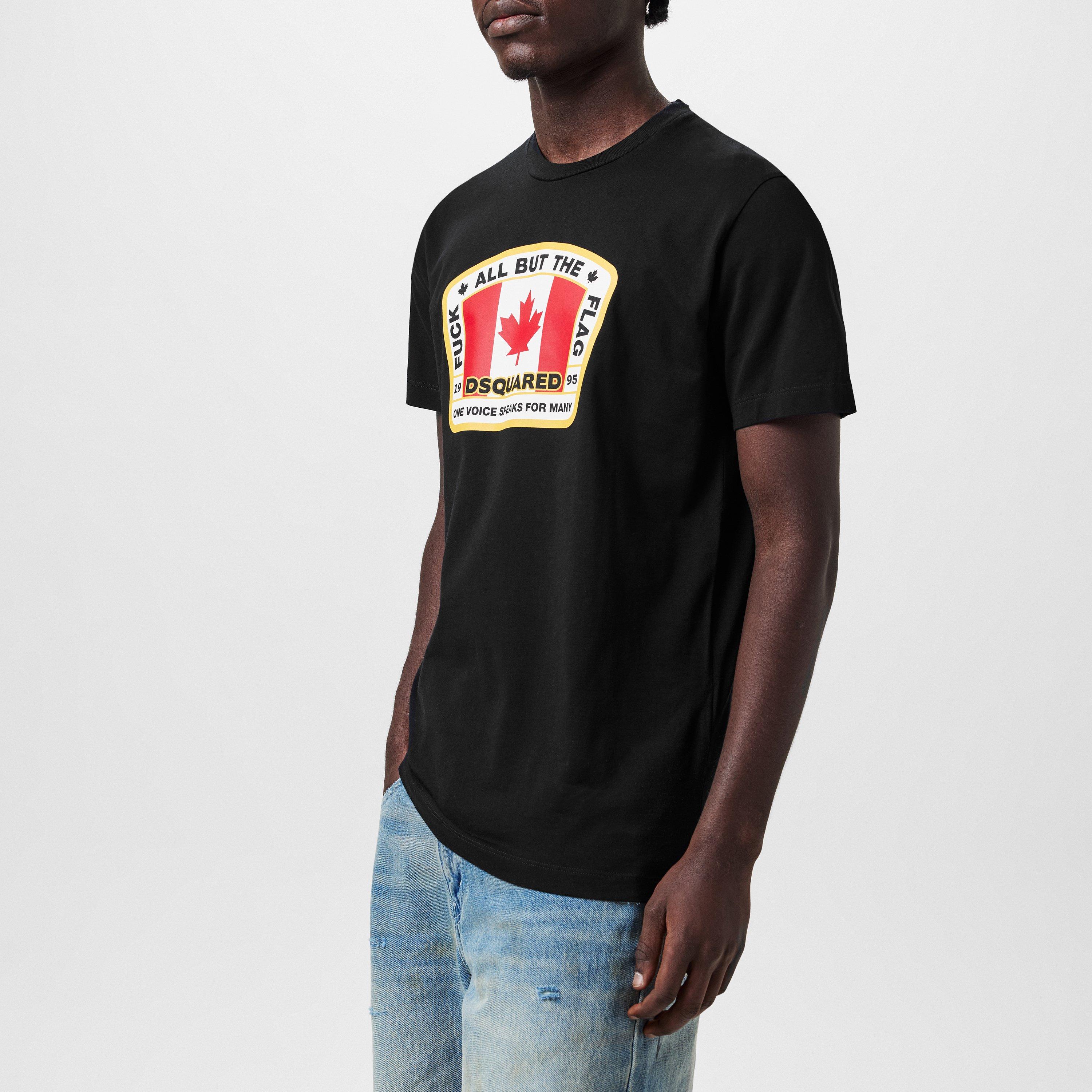 Black - DSquared2 - Canada Flag Printed Tee - 5