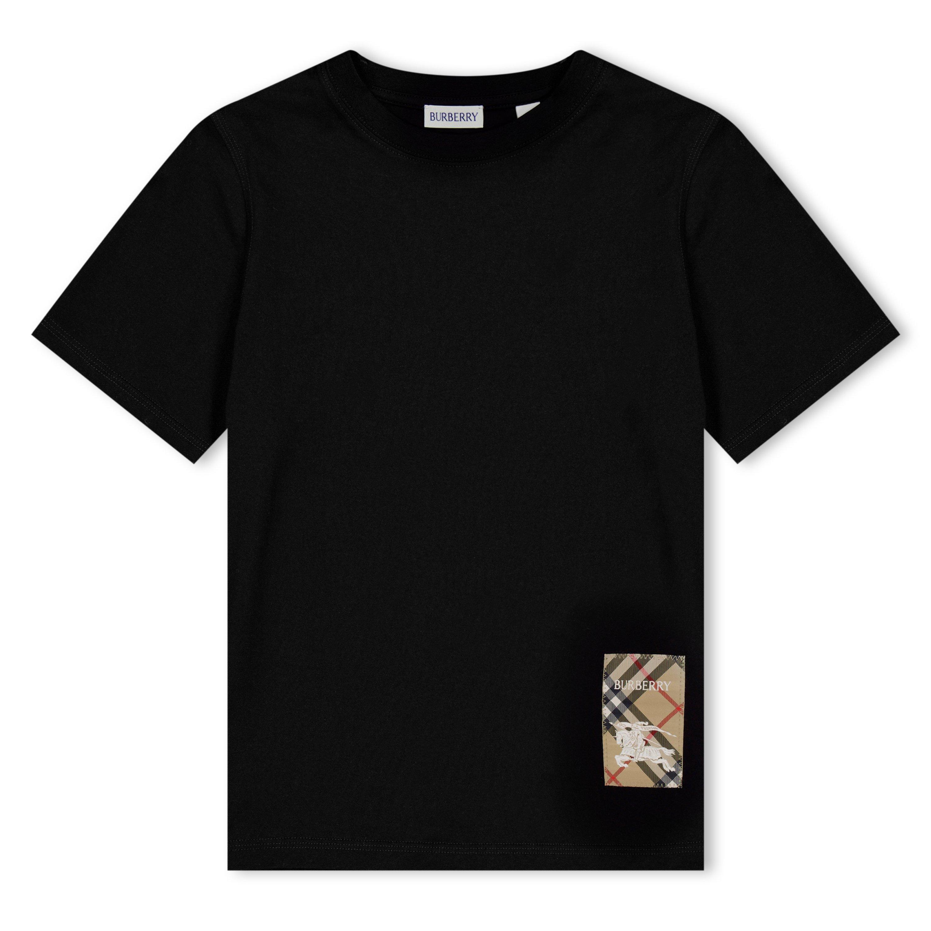 BURBERRY ブラック Tシャツ 10Y 140 ロゴ　チェック　半袖 BURBERRY ブラック Tシャツ 10Y 140 ロゴ チェック 半袖 - メルカリ