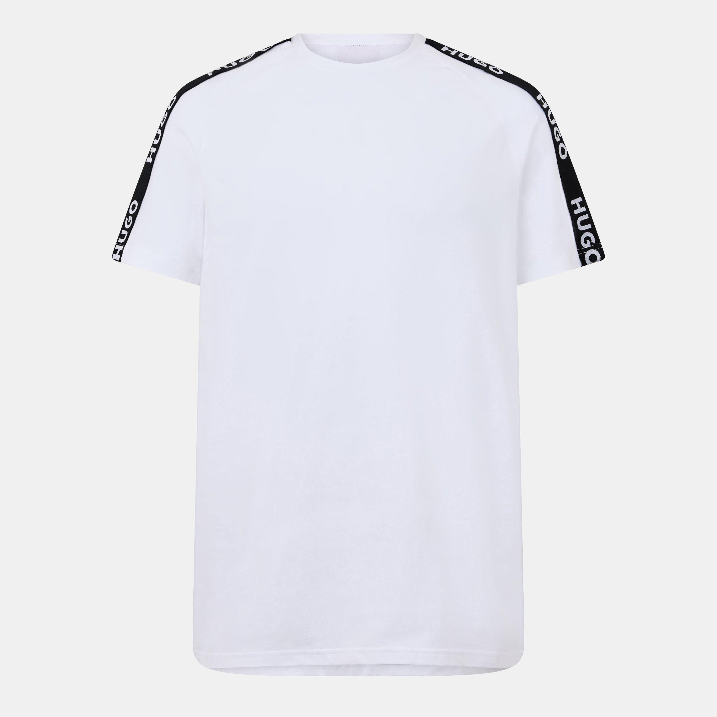 Hugo HUGO Mens T-Shirt with Logo Signature Tape Detail - White 100 - Medium