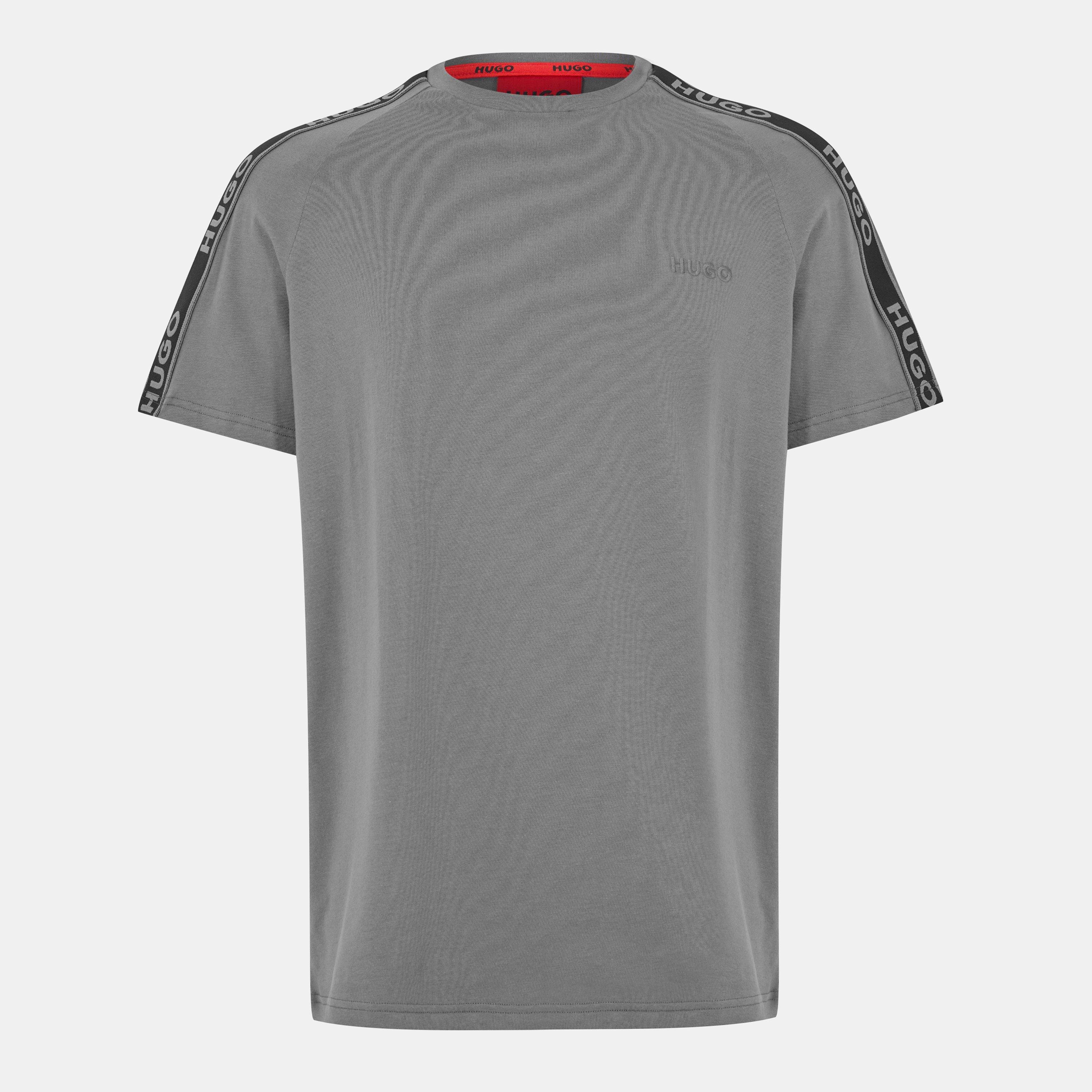 Hugo HUGO Mens T-Shirt with Logo Signature Tape Detail - Grey - Small