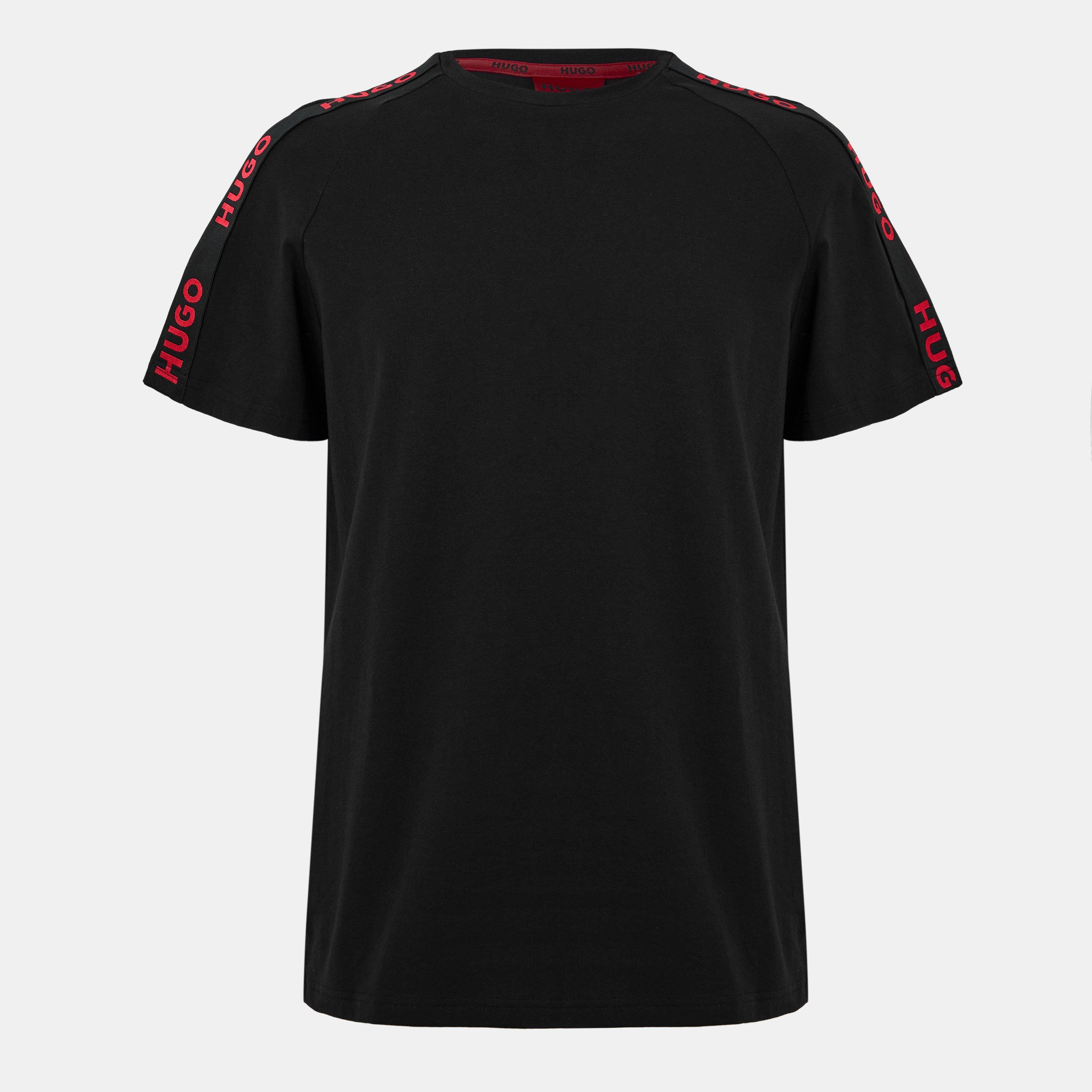 Hugo HUGO Mens T-Shirt with Logo Signature Tape Detail - Black 001 - Medium