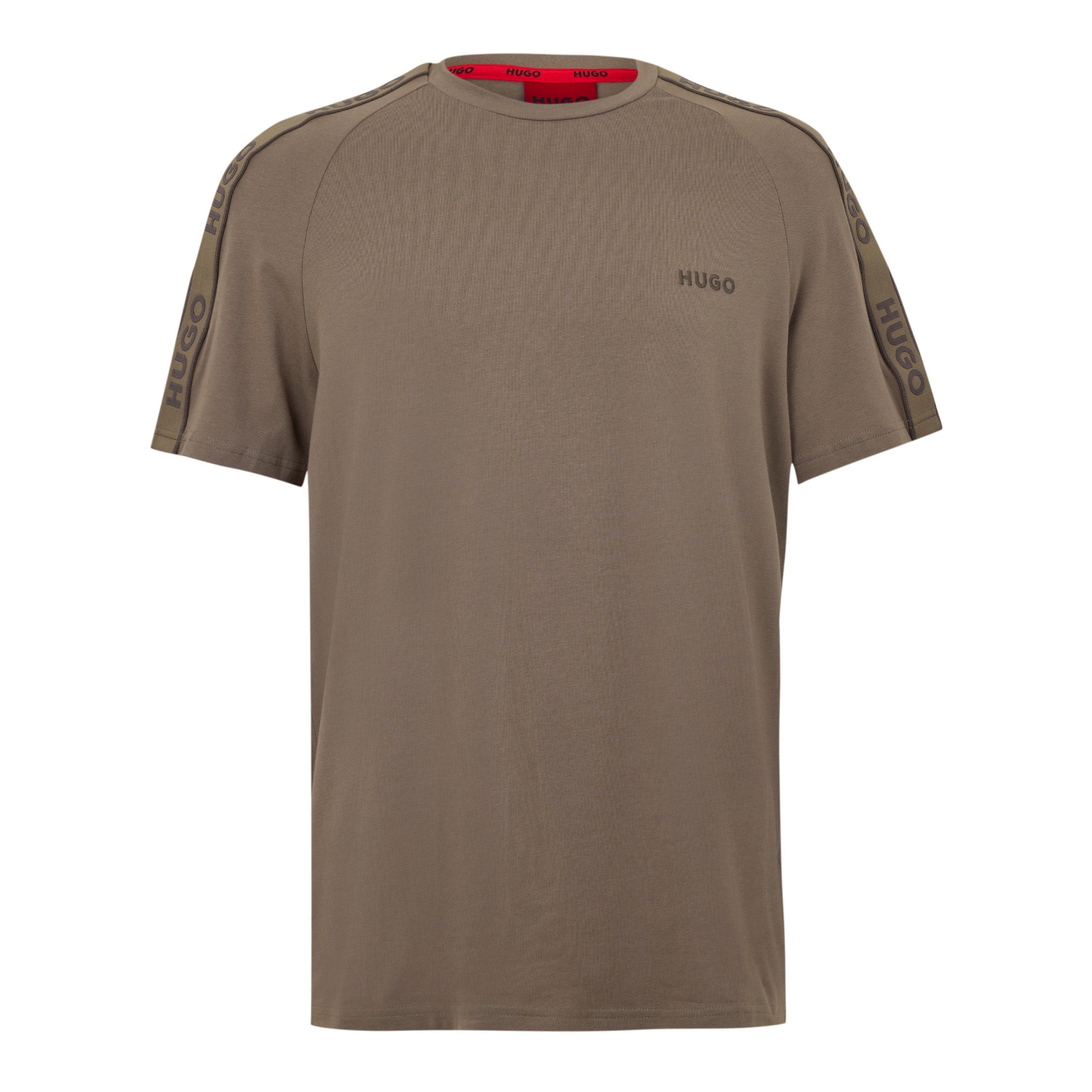 Hugo HUGO Mens T-Shirt with Logo Signature Tape Detail - Beige 219 - Small