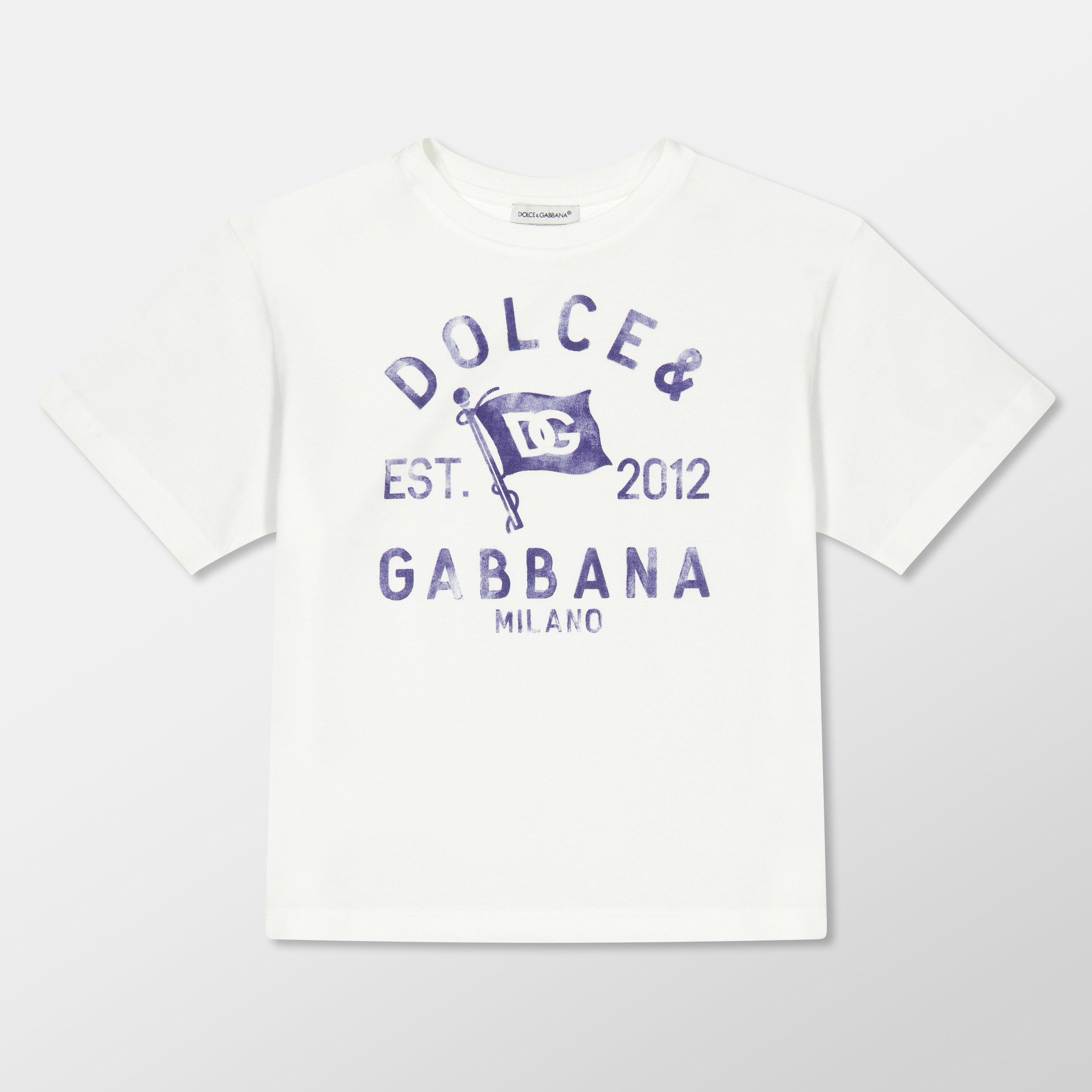 Dolce and Gabbana Logo T-Shirt Juniors - Wht Blu W0111 - Size 12Y