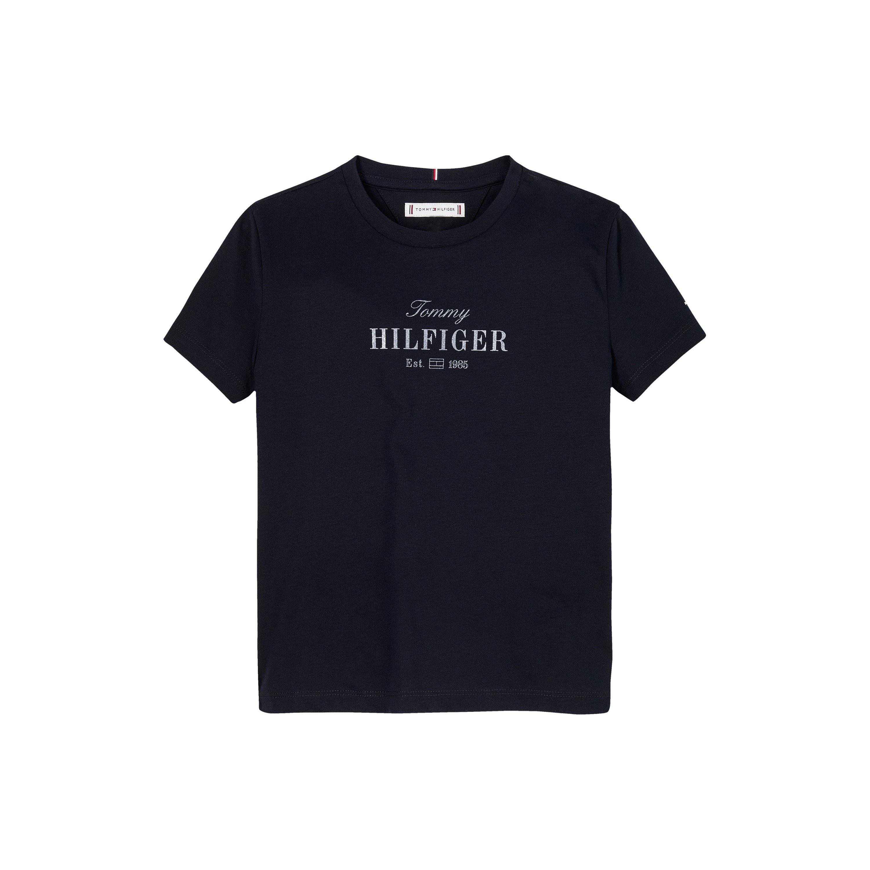 Tommy Hilfiger Girls Kids' Script Short Sleeve T-Shirt - Night Navy C1g - 12Y