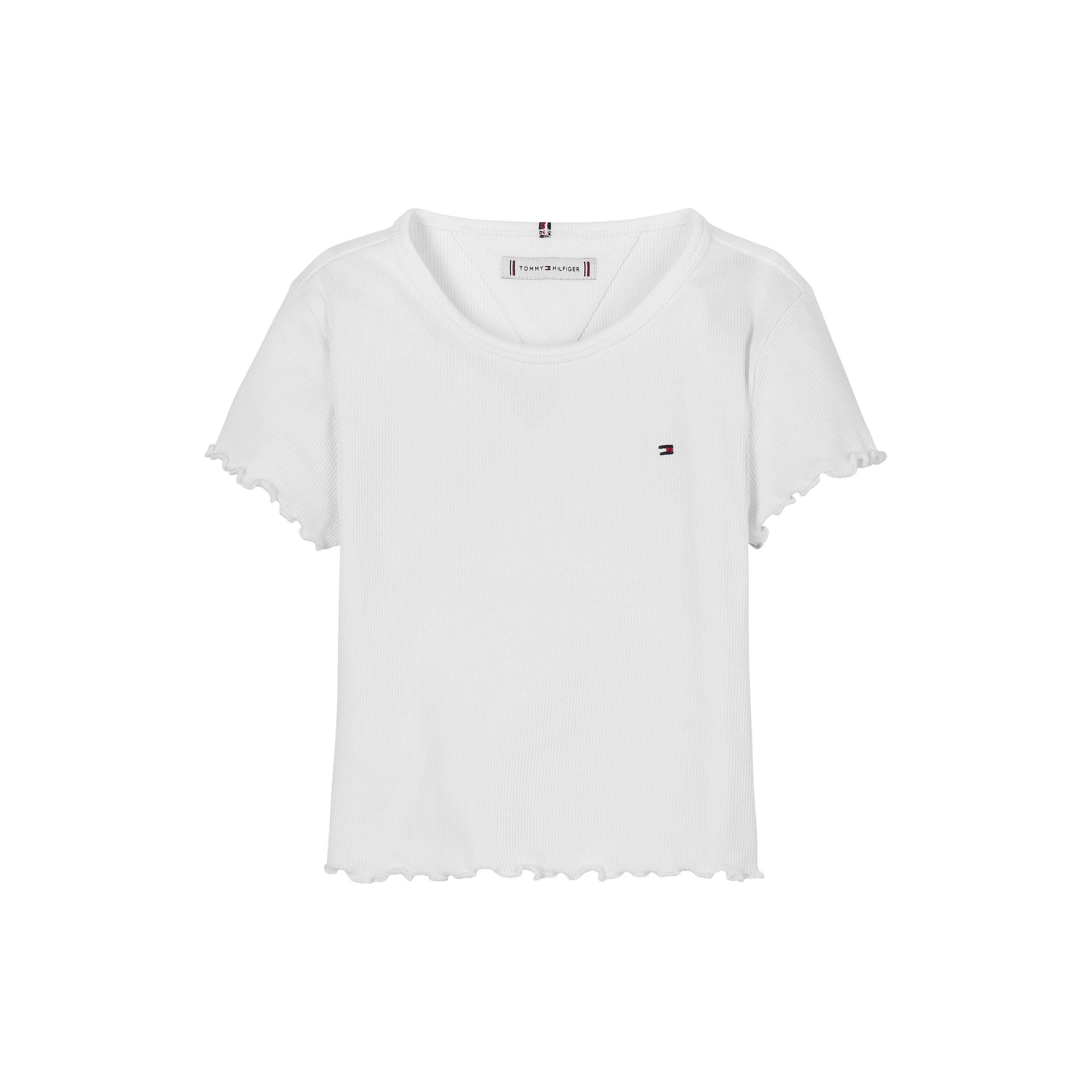 White YBR - Tommy Hilfiger - Kids' Essential Rib Ribbed Short Sleeve T-Shirt - 1