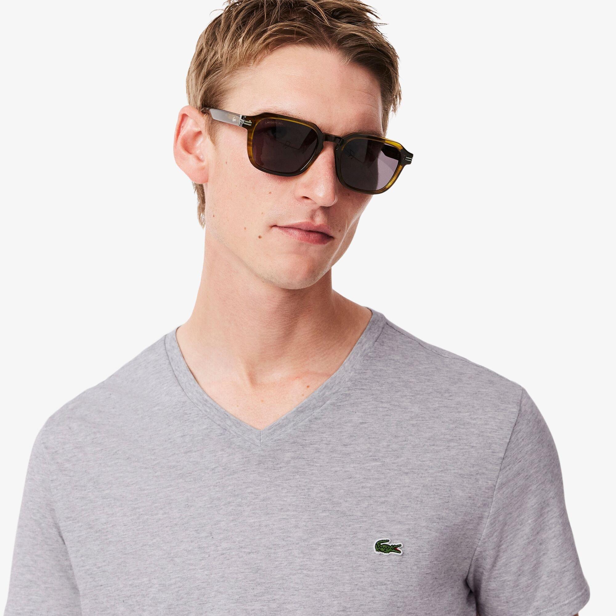 Silver Chine - Lacoste - Men's Regular Fit V-Neck T-Shirt - 5