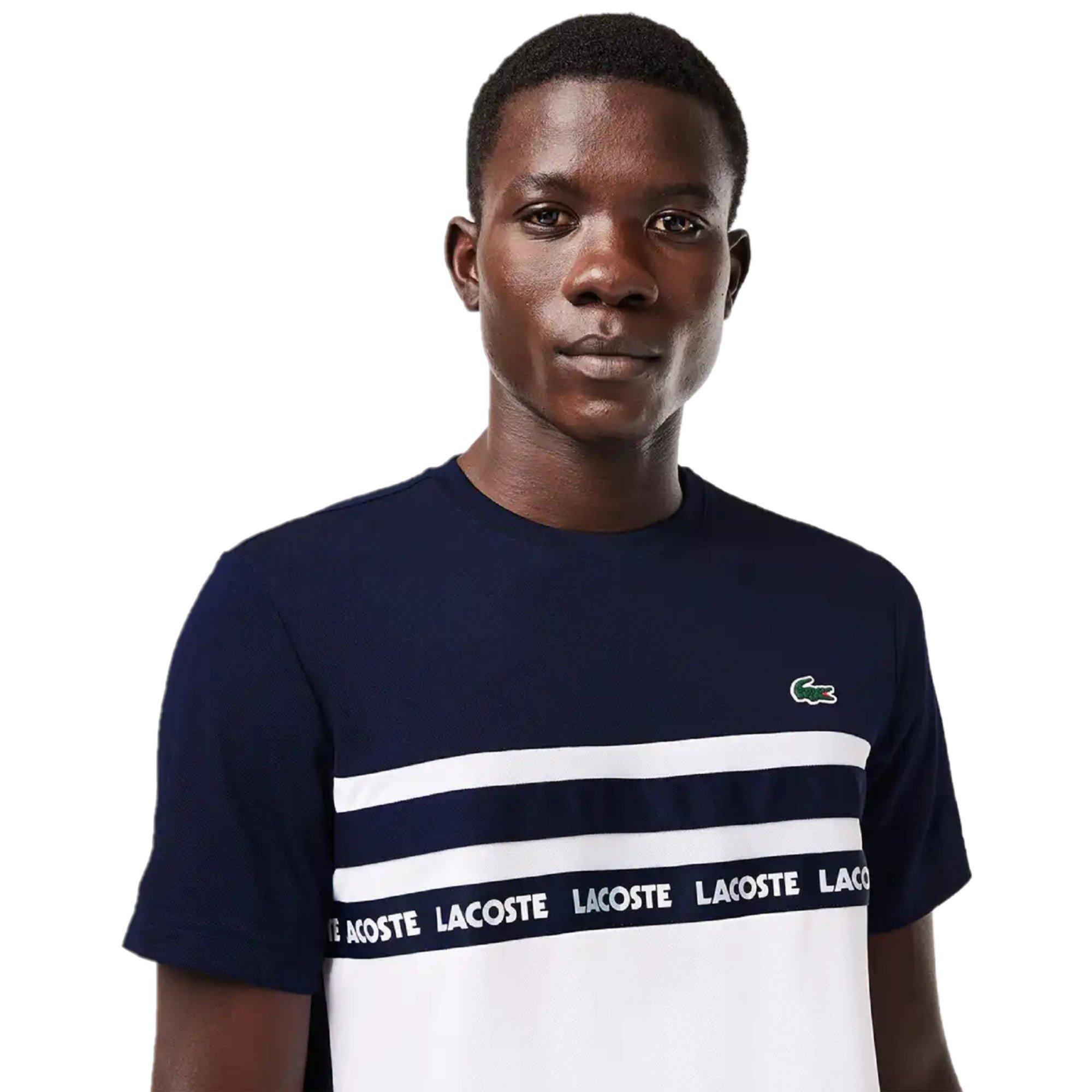 White/Navy Blue - Lacoste - Men's Regular Fit Pique T-Shirt - 3