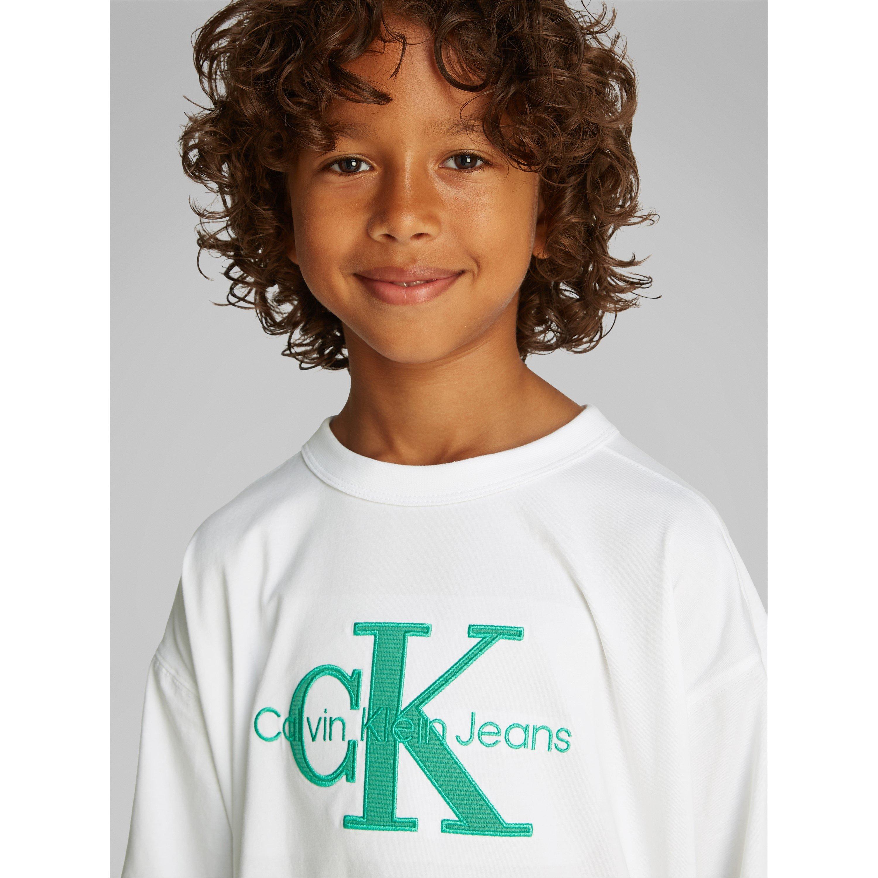 Hvid YAF - Calvin Klein Jeans - Kids' Ottoman Applique Regular Fit T-Shirt - 2