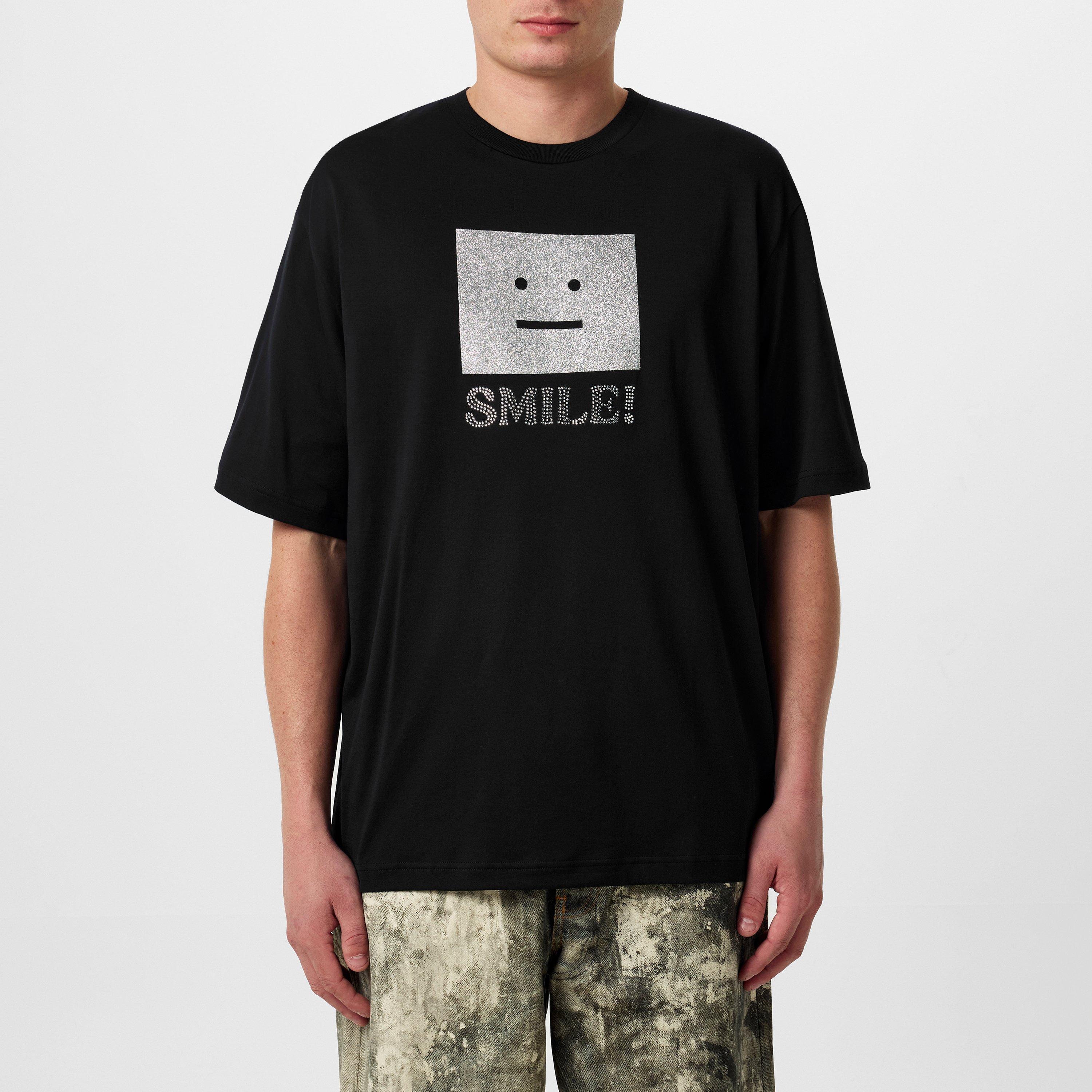 Black - Acne Studios - Men's Face Logo Oversized T-Shirt - 1
