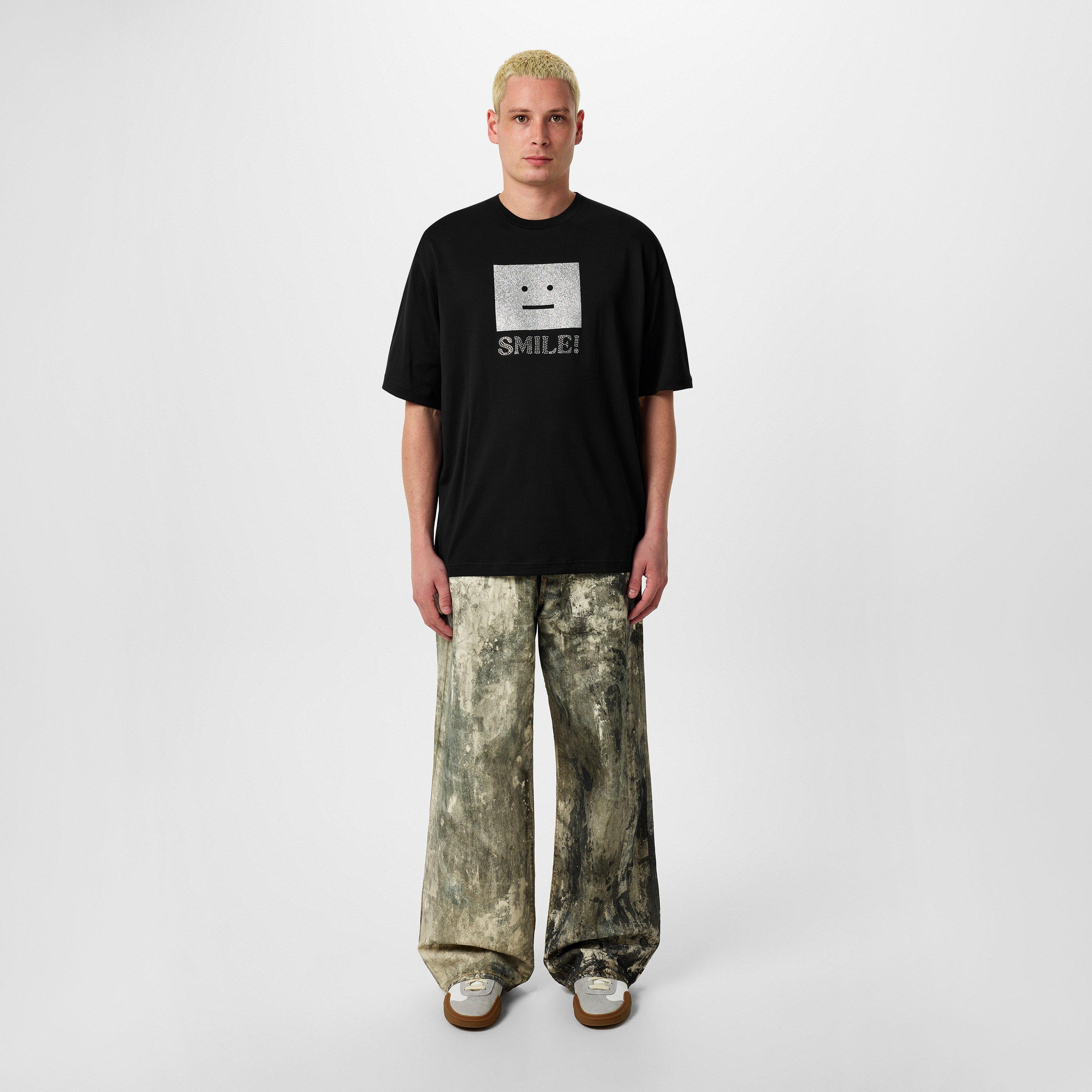 Black - Acne Studios - Men's Face Logo Oversized T-Shirt - 4