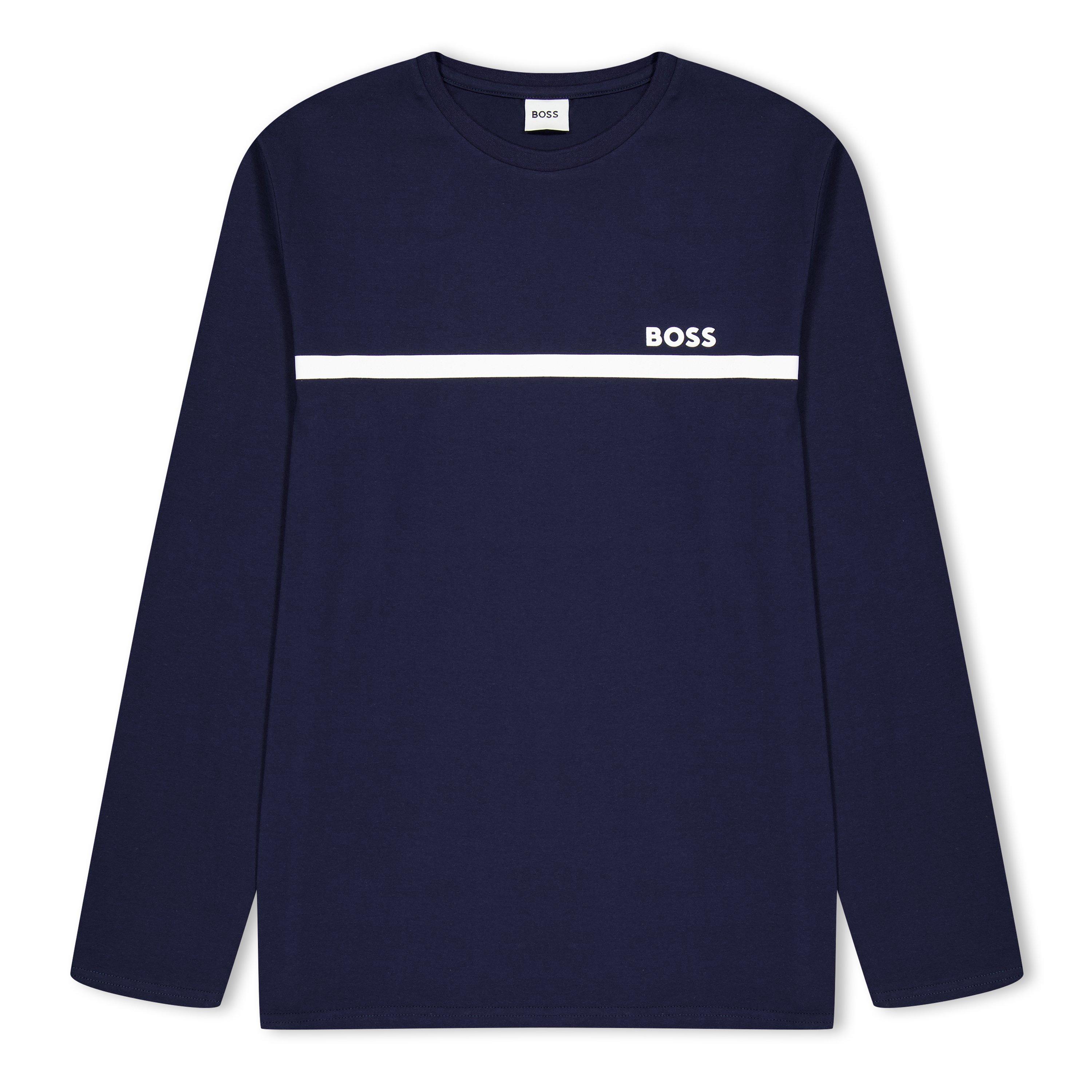 Boss Boys Kids Long-Sleeve Small Logo T-Shirt - Navy 849 - 14Y