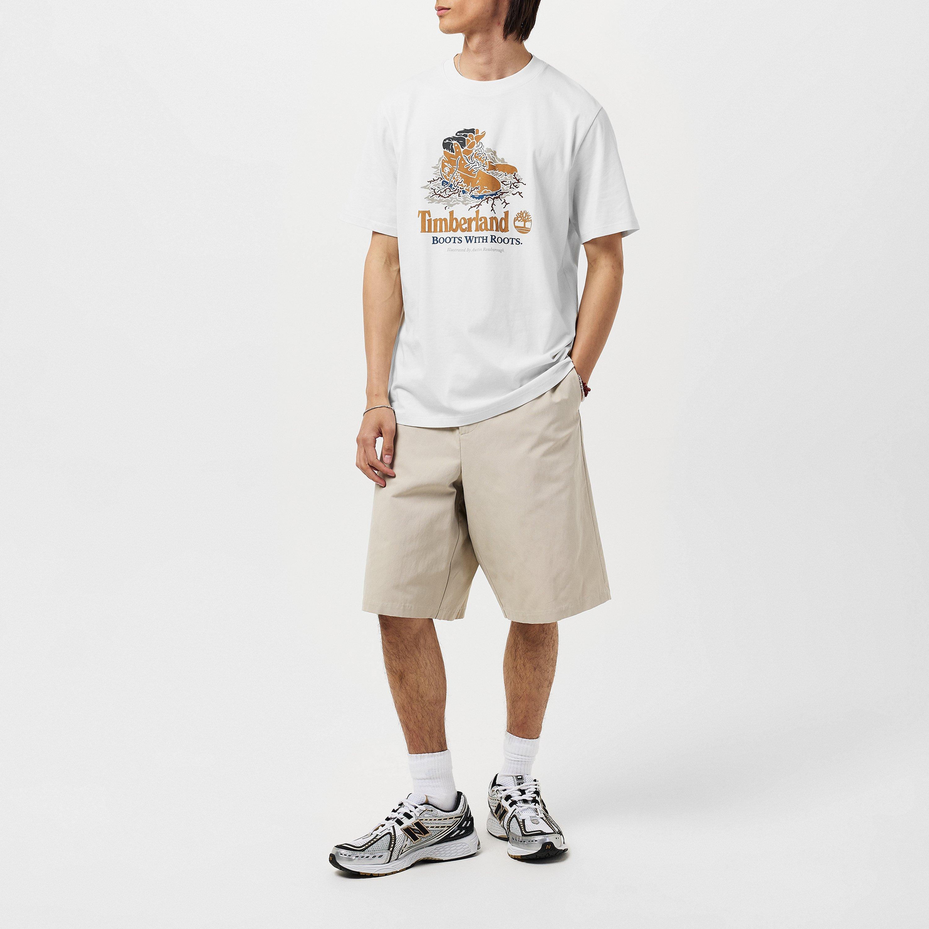 Weiß - Timberland - Men&#x27;s Front Boot Graphic Regular Fit T-Shirt - 5