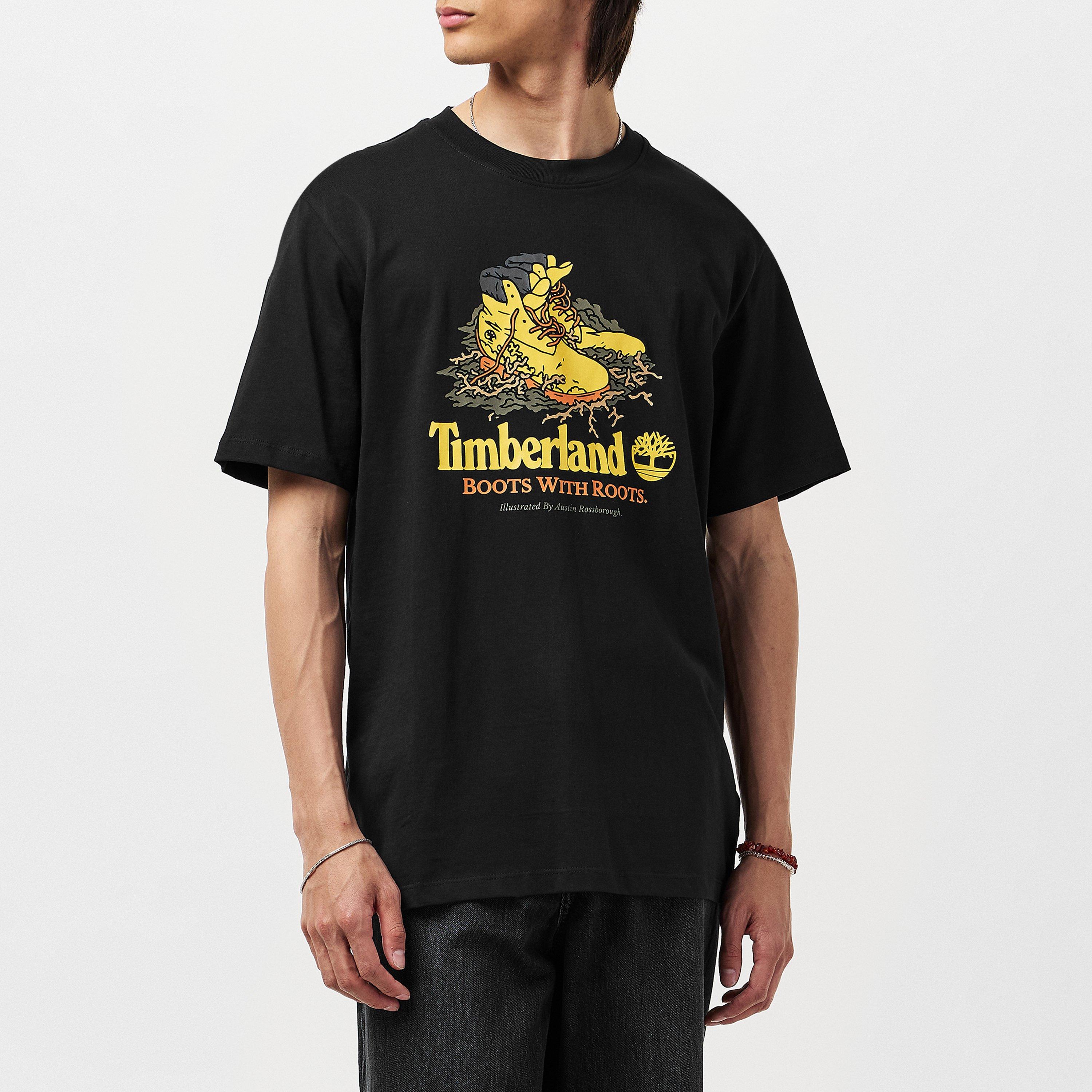 Black - Timberland - Men's Front Boot Graphic Regular Fit T-Shirt - 3