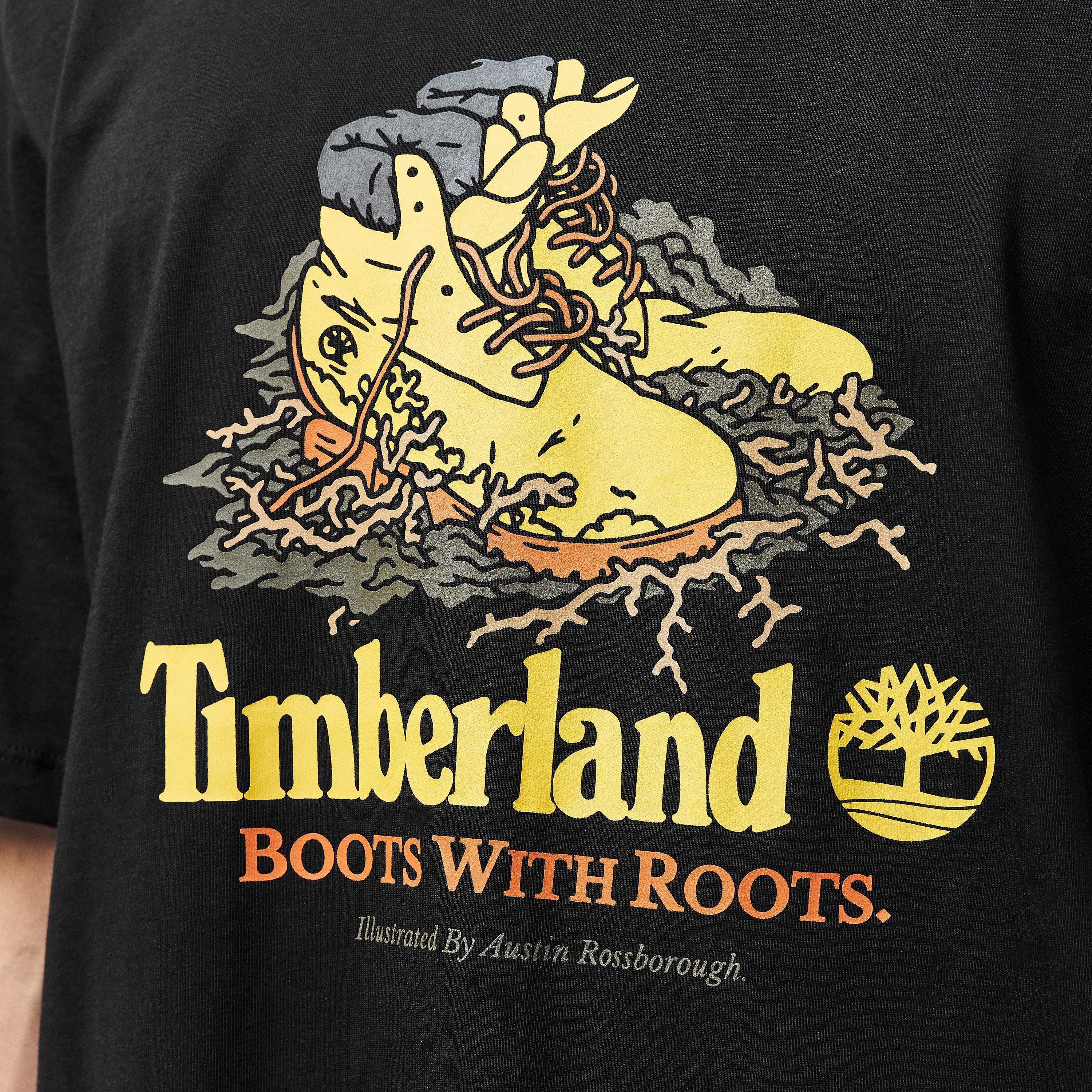 Black - Timberland - Men's Front Boot Graphic Regular Fit T-Shirt - 5