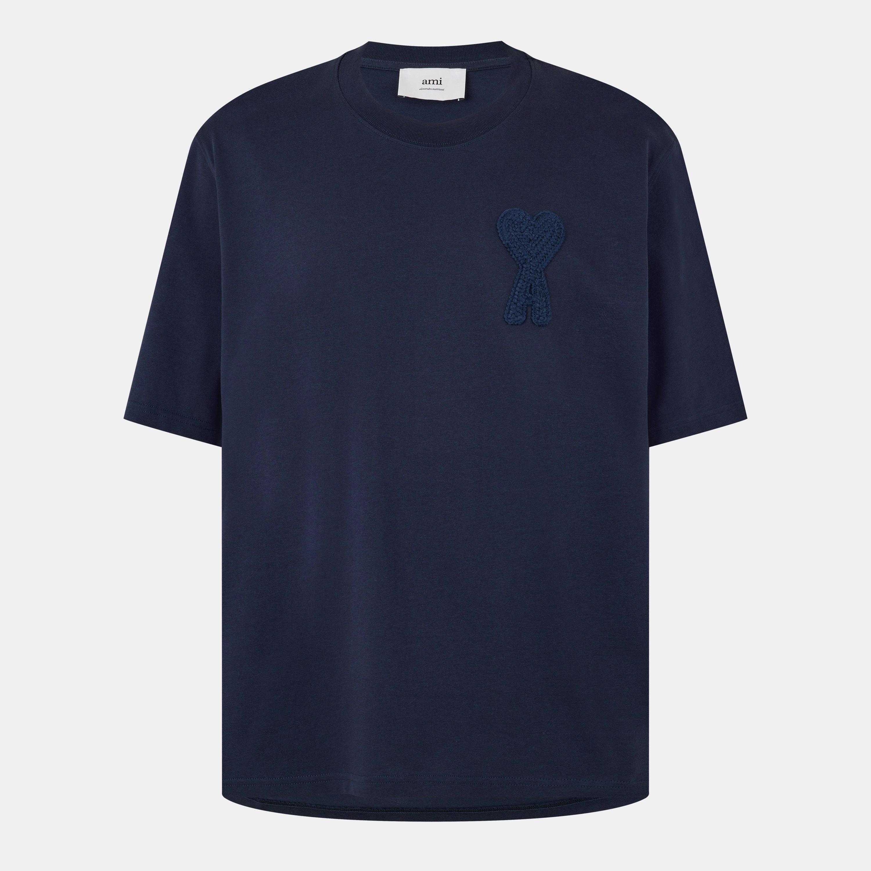 Navy 4011 - Ami Paris - De Coeur Cord T-Shirt - 1