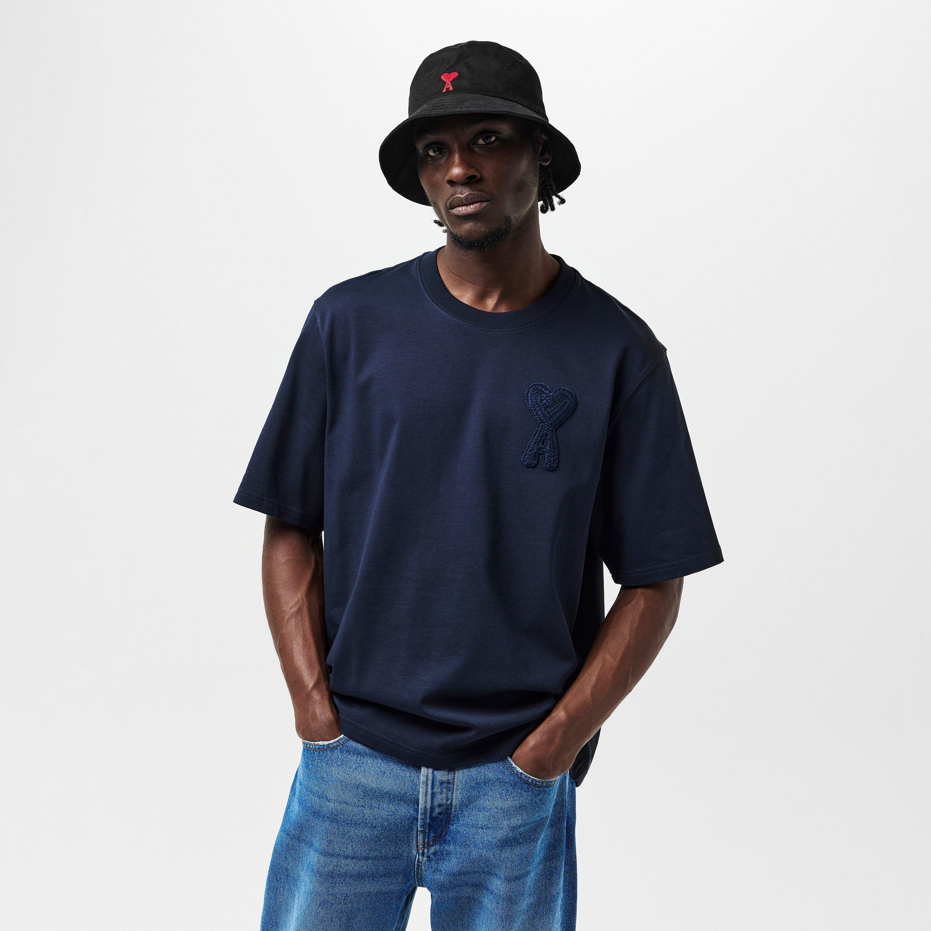 Navy 4011 - Ami Paris - De Coeur Cord T-Shirt - 3