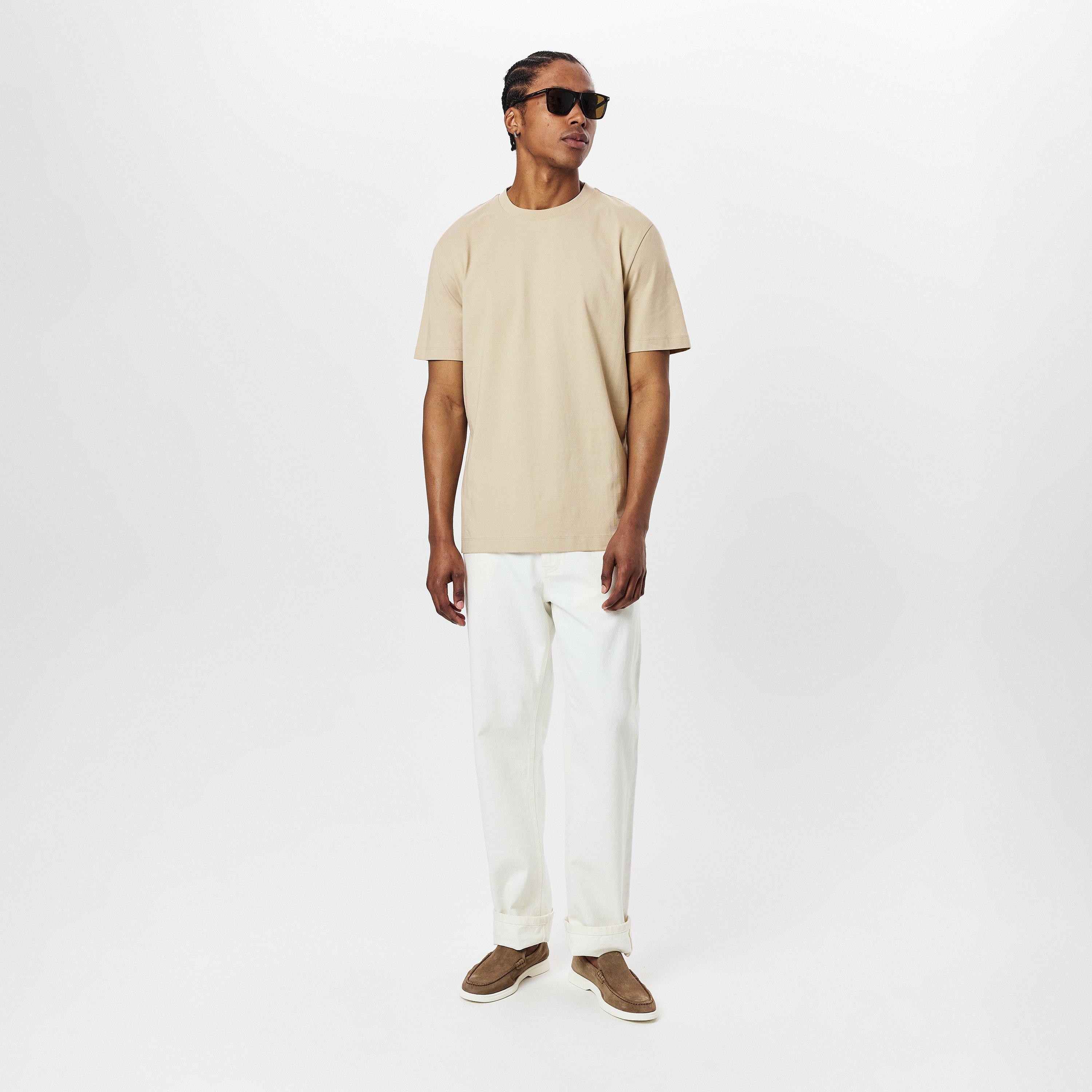 Light Beige 275 - Boss - Men's HTaut 81 Black Cotton T-Shirt - 6