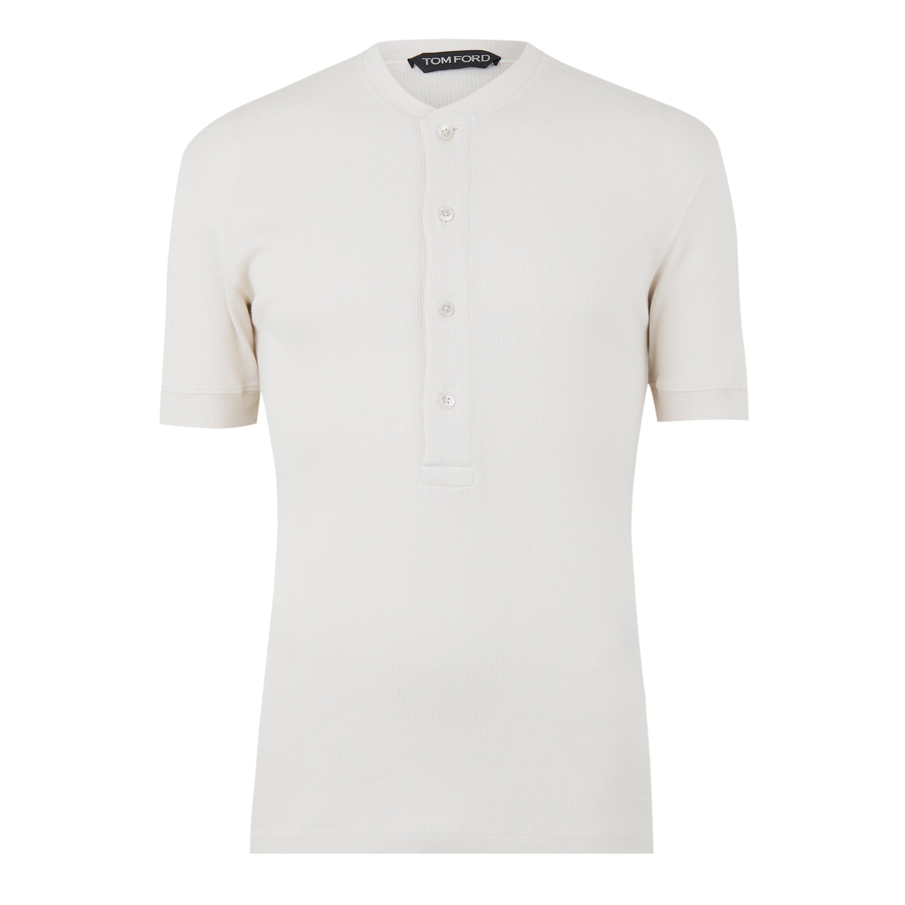 Ivory - Tom Ford - Men's Ribbed Henley T-Shirt - 1