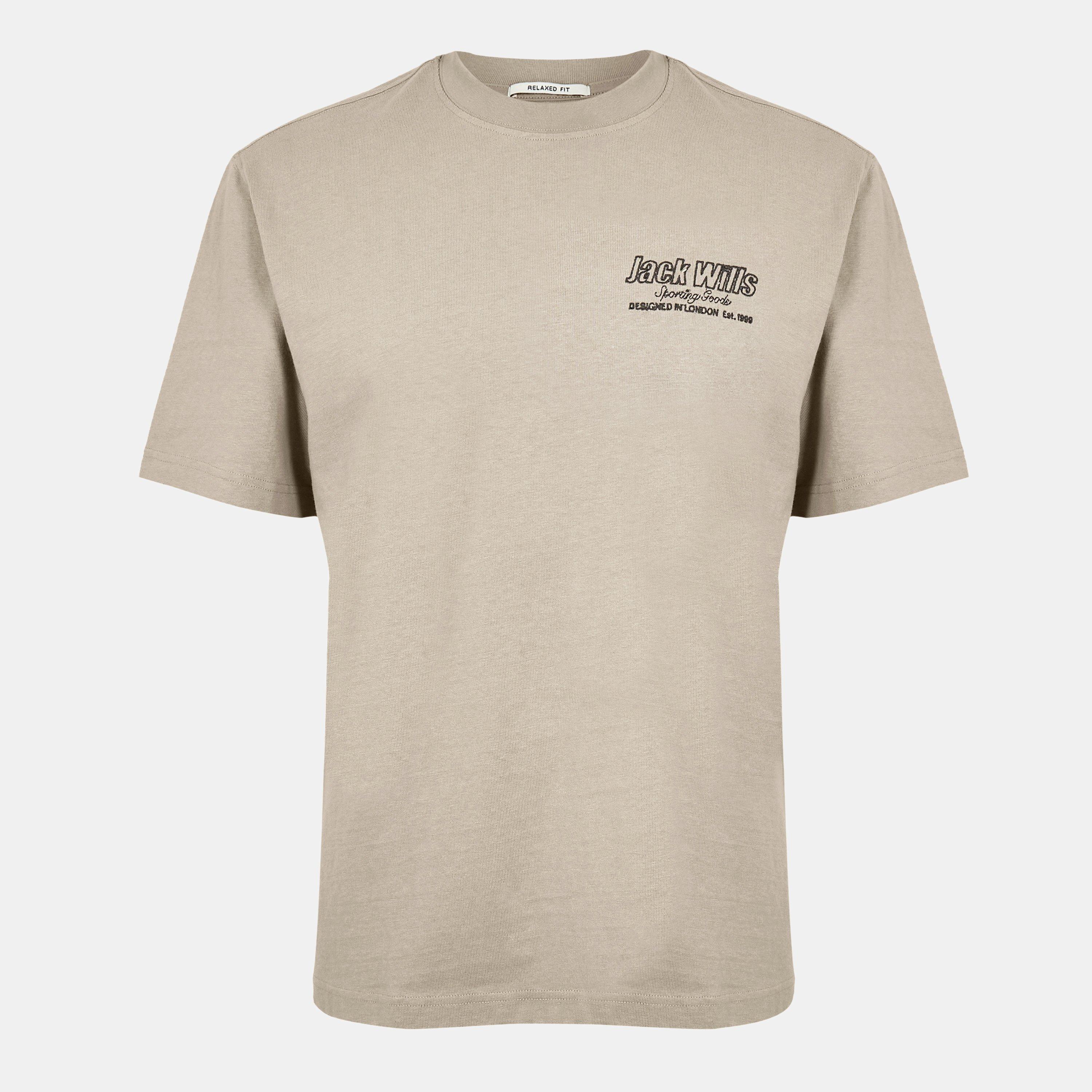 Jack Wills Men's Jw Outline Regular Fit T-Shirt - Moon Rock - 2XL