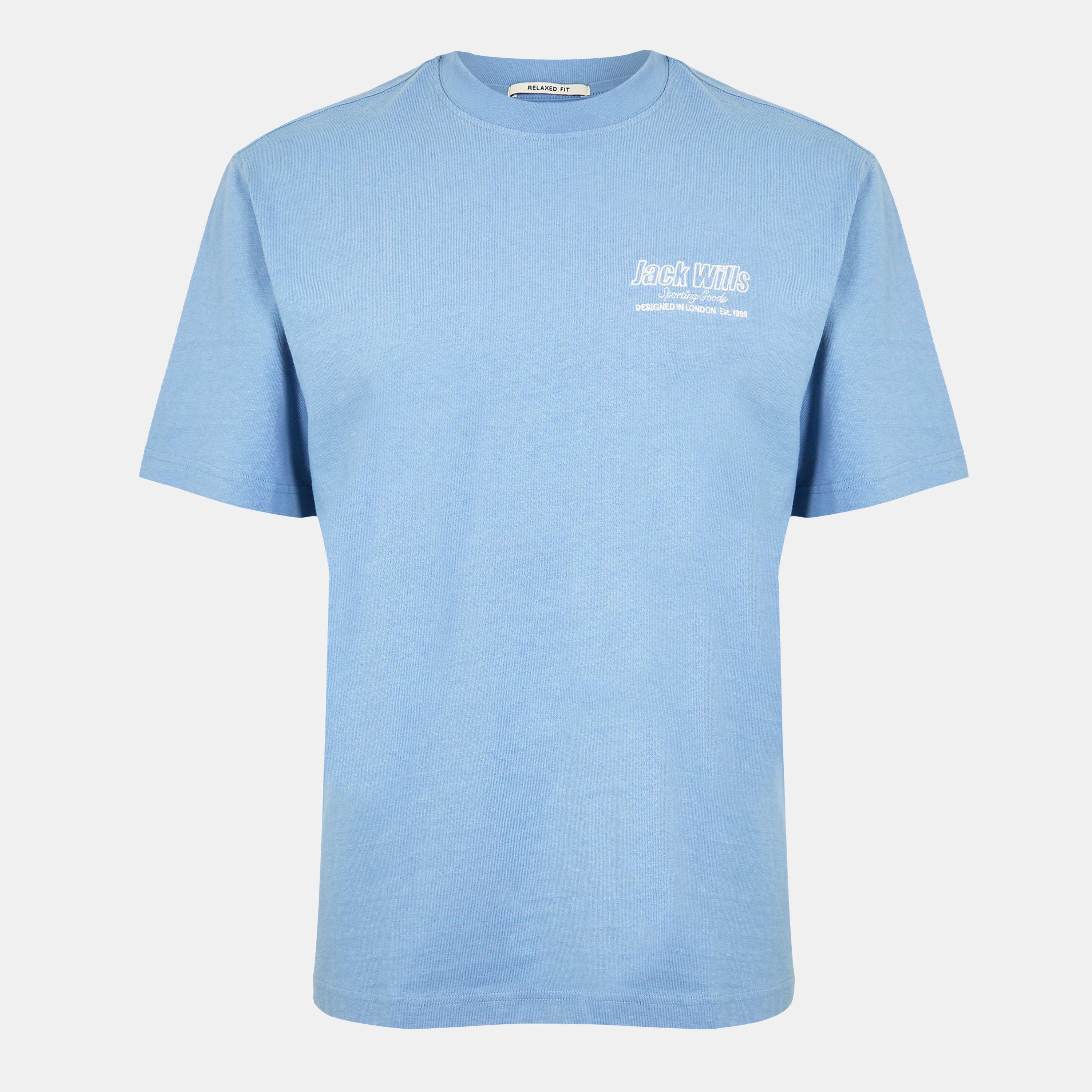 Sky Blue - Jack Wills - Men's JW Outline Regular Fit T-Shirt - 1