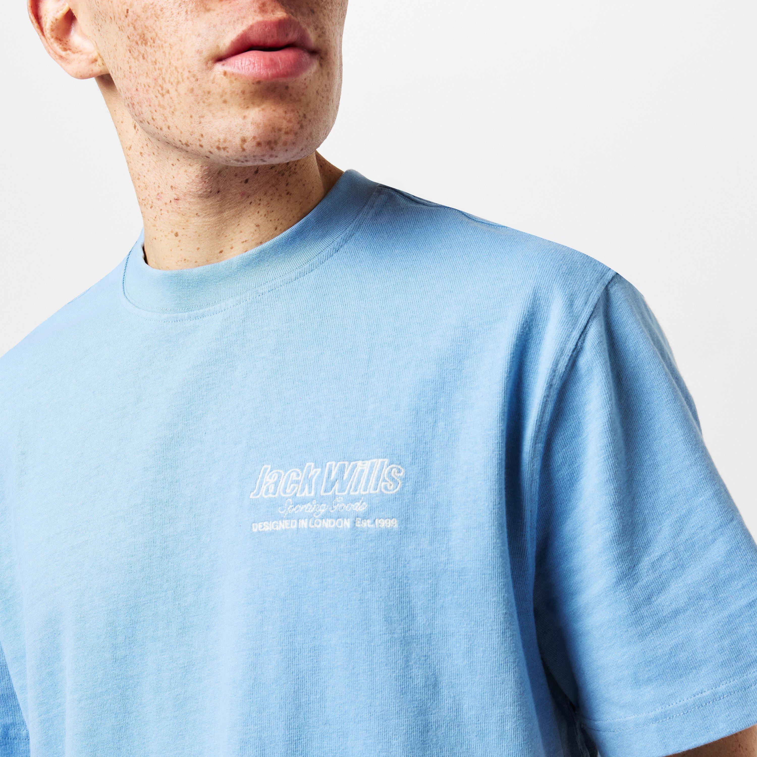 Sky Blue - Jack Wills - JW Outline Regular Fit T-Shirt - 5