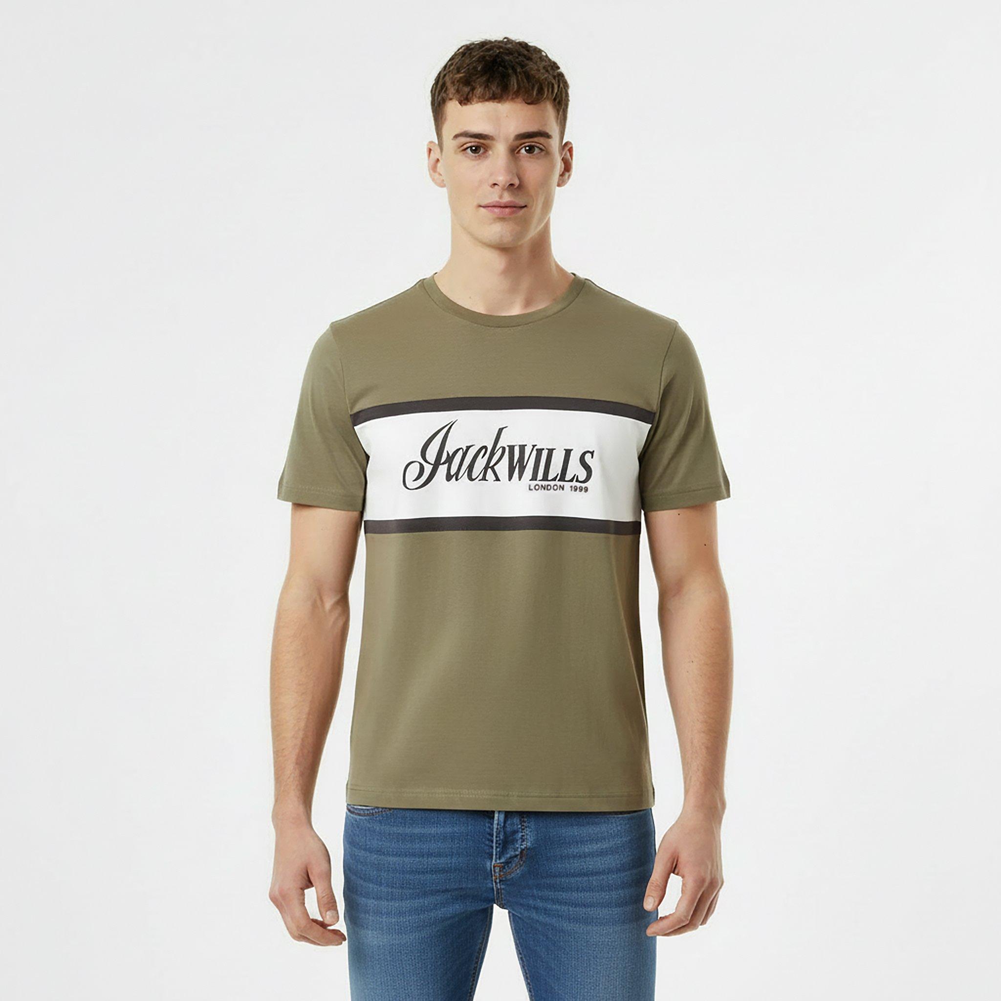 Silver Sage - Jack Wills - Men's JW Colour Block Regular Fit T-Shirt - 3
