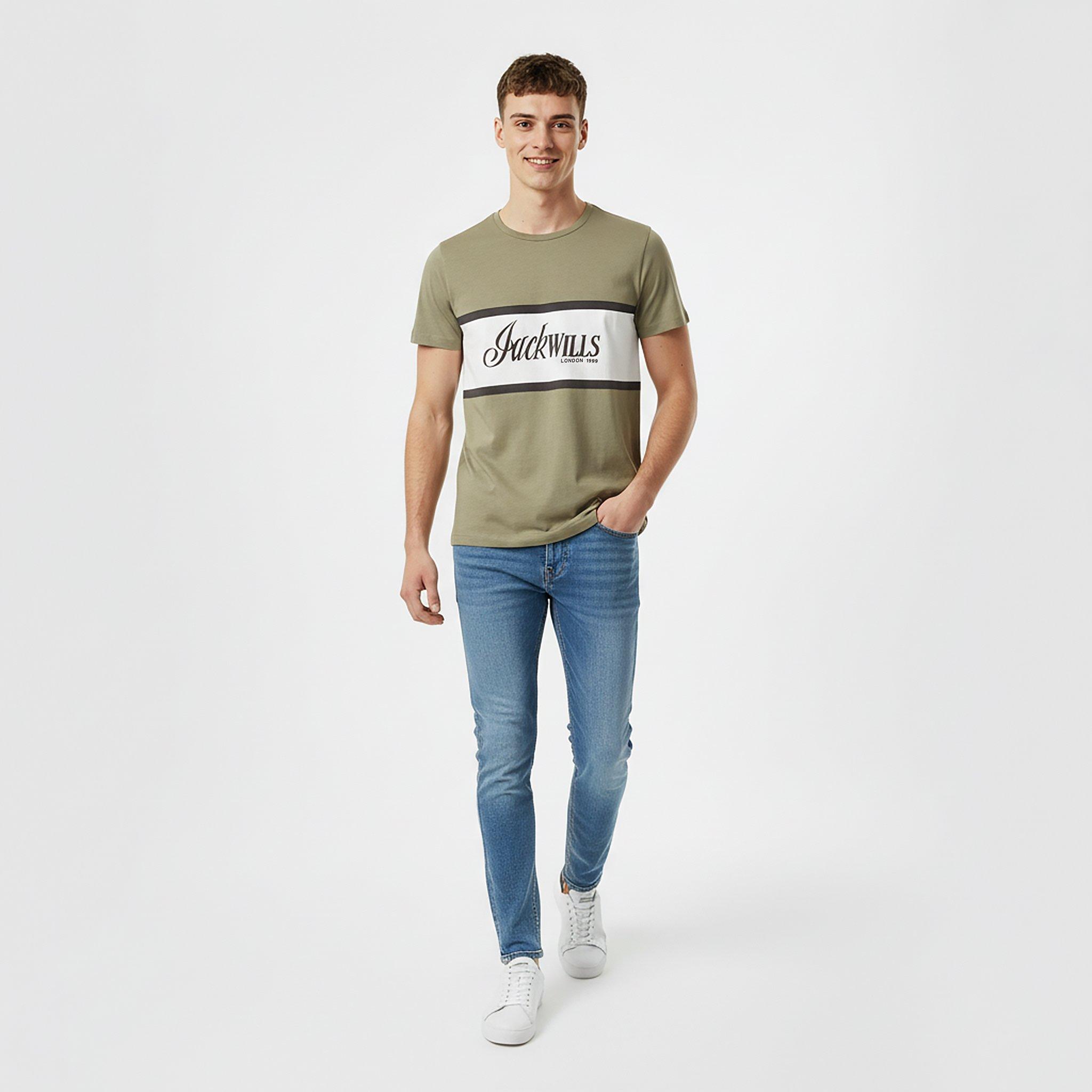 Silver Sage - Jack Wills - Men's JW Colour Block Regular Fit T-Shirt - 5
