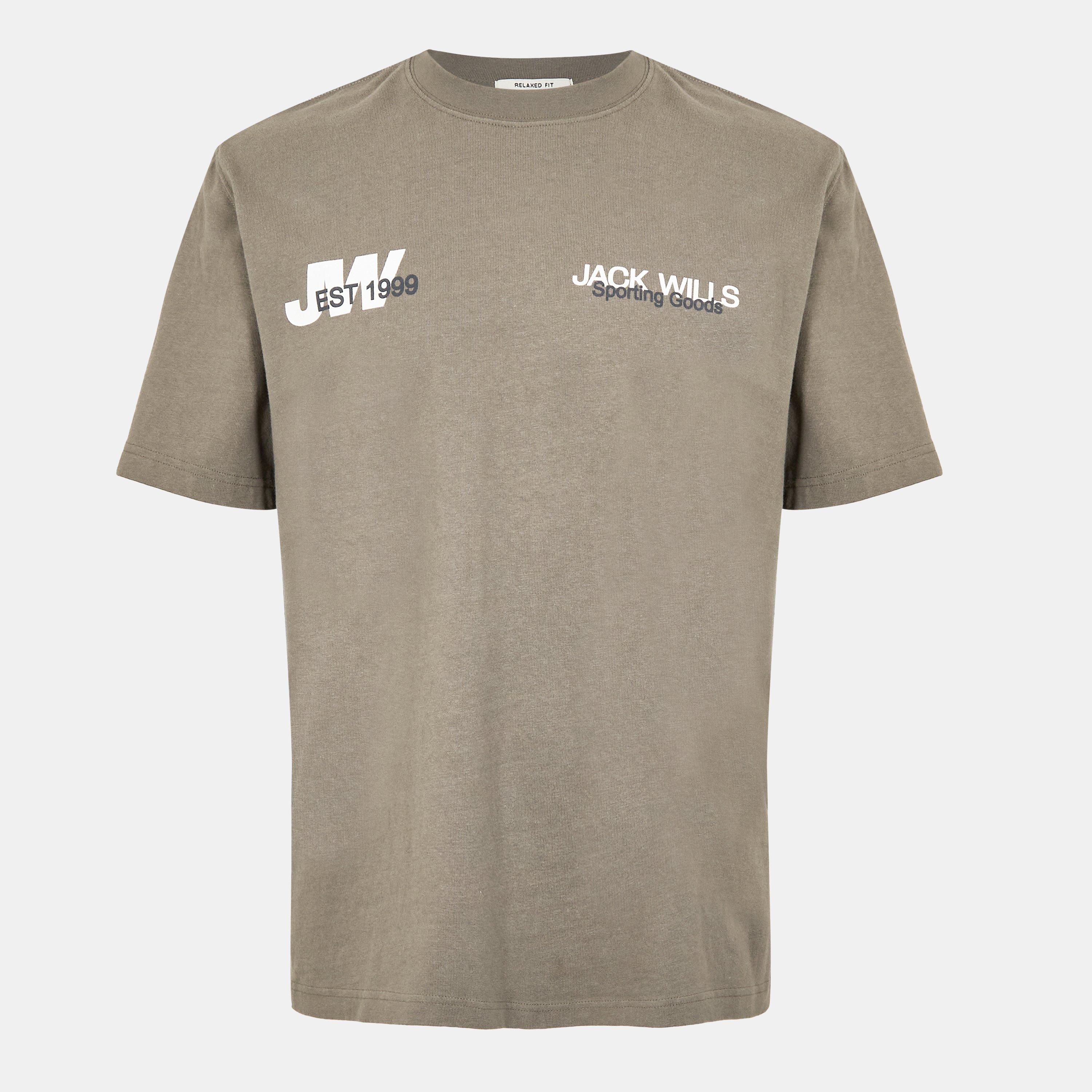 Smokey Olive - Jack Wills - Men's JW Overlap Text Regular Fit T-Shirt - 1
