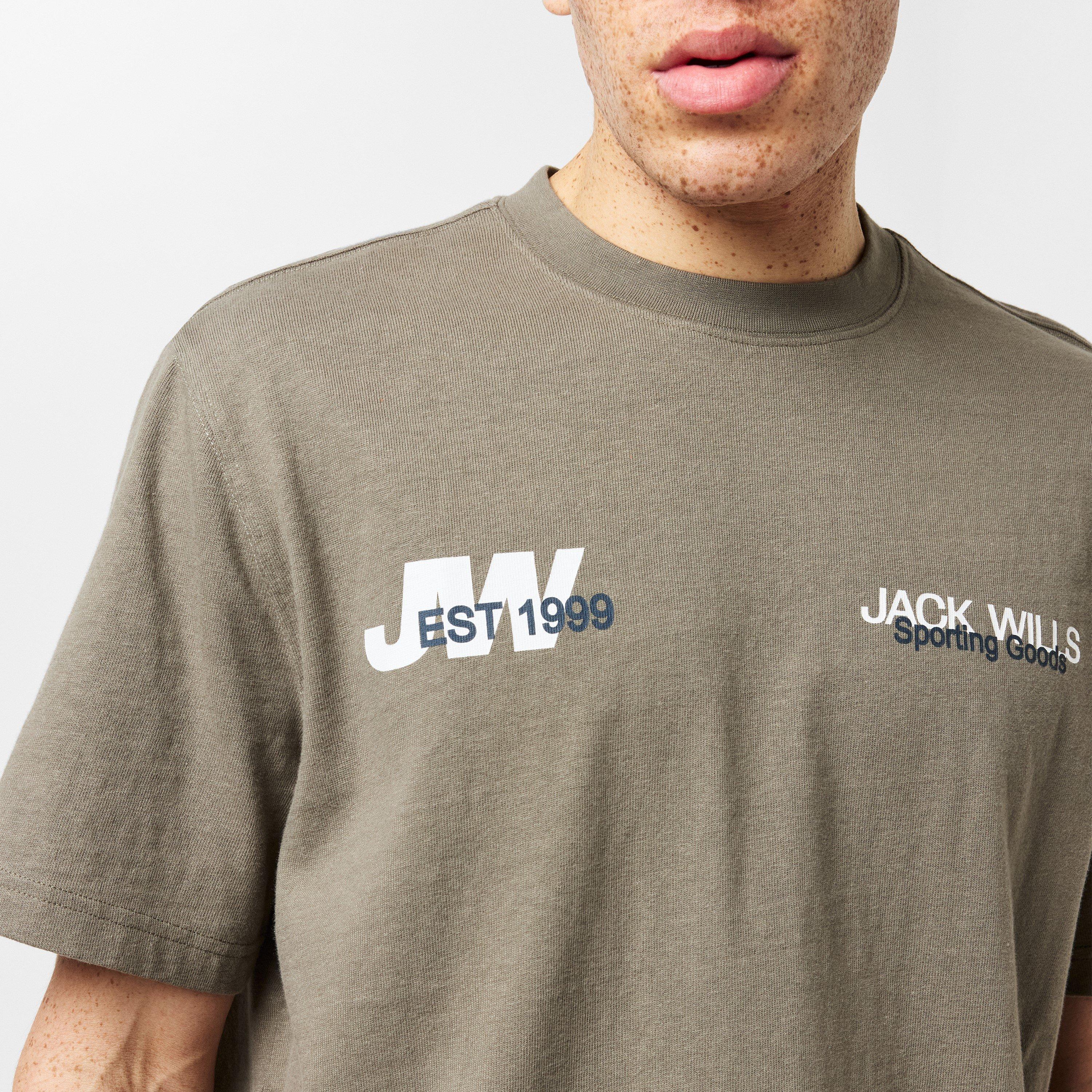 Smokey Olive - Jack Wills - JW Overlap Text Regular Fit T-Shirt - 5