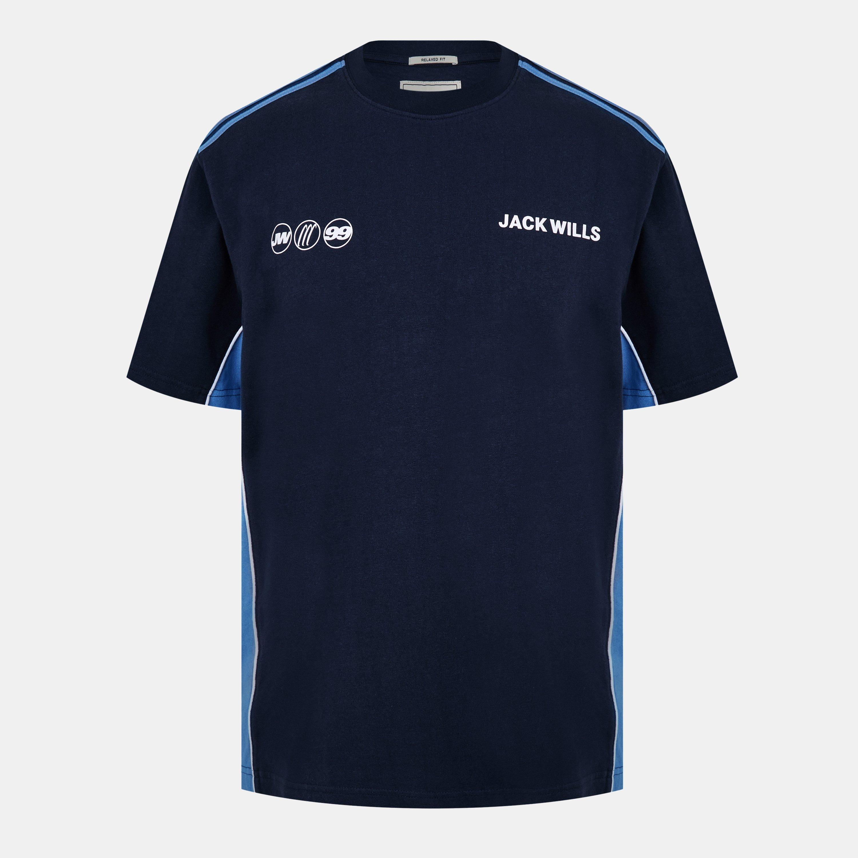 Navy/Sky - Jack Wills - Men's JW Retro Sport Regular Fit T-Shirt - 1